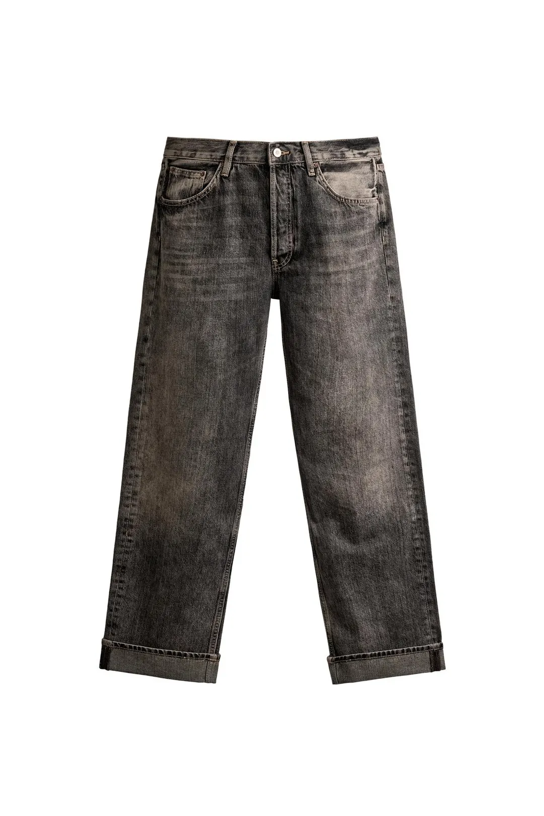 Джинсы прямого кроя с отворотами, Zara