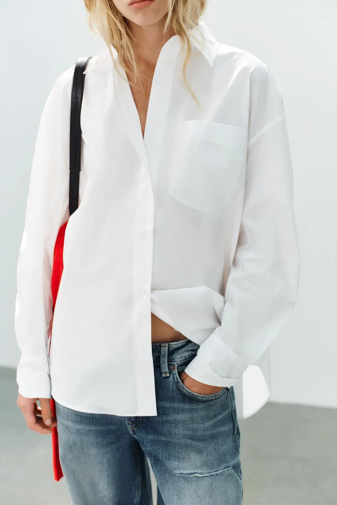 Рубашка оверсайз из поплина, Zara