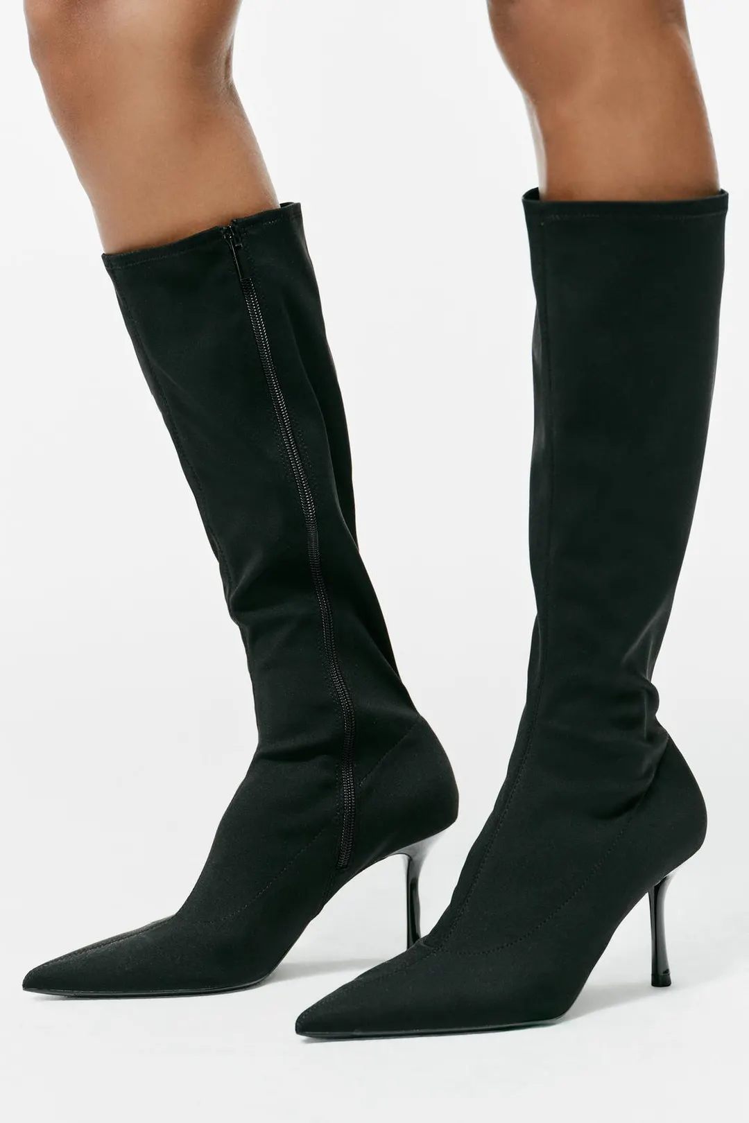 Сапоги эластичные на каблуке, Zara