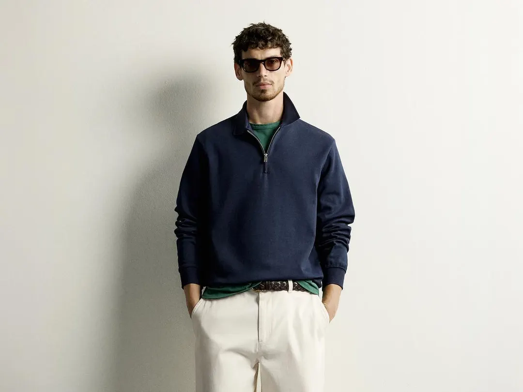 Толстовка-поло из интерлока на молнии, Zara