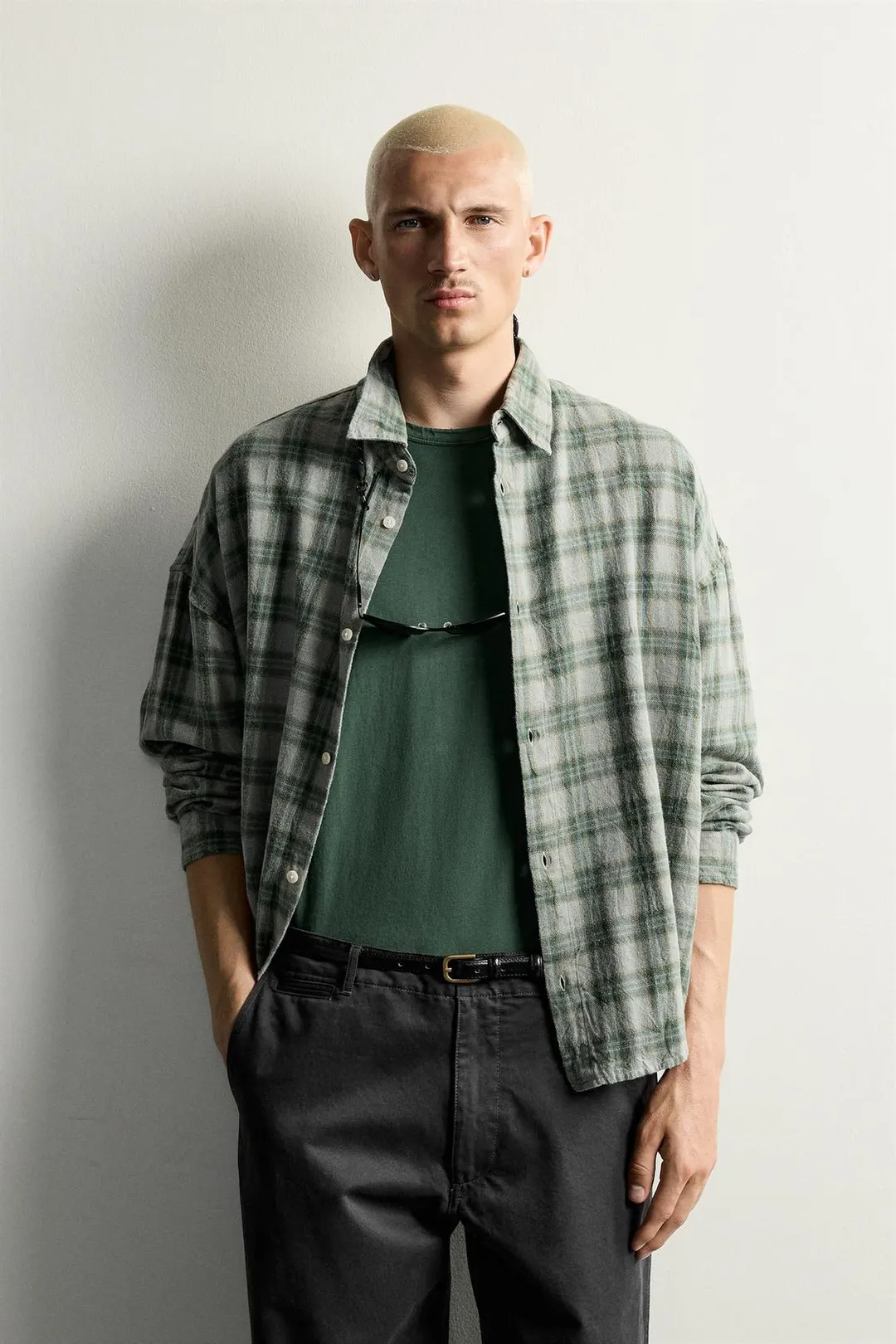 Рубашка свободного кроя в клетку, Zara