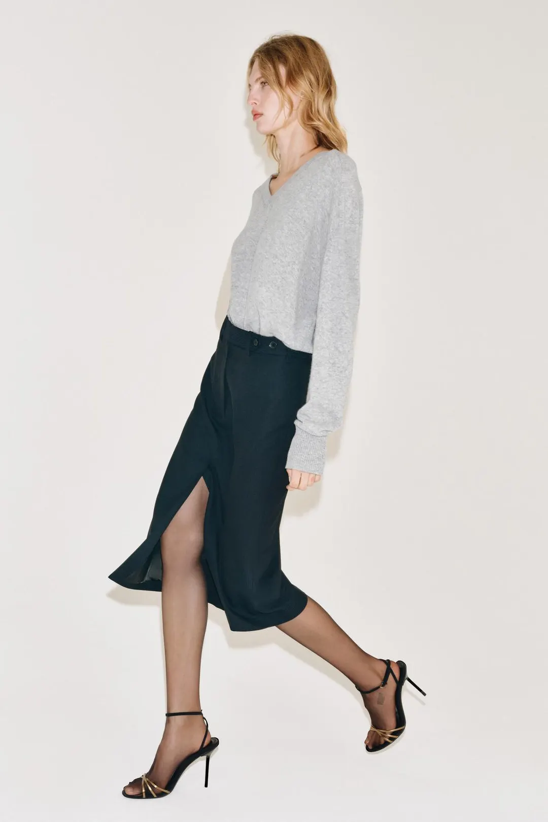 Юбка миди в полоску ZW Collection, Zara