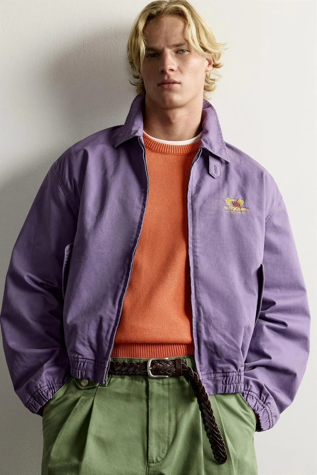Хлопковая куртка с вышивкой Fruit of the Loom™, Zara
