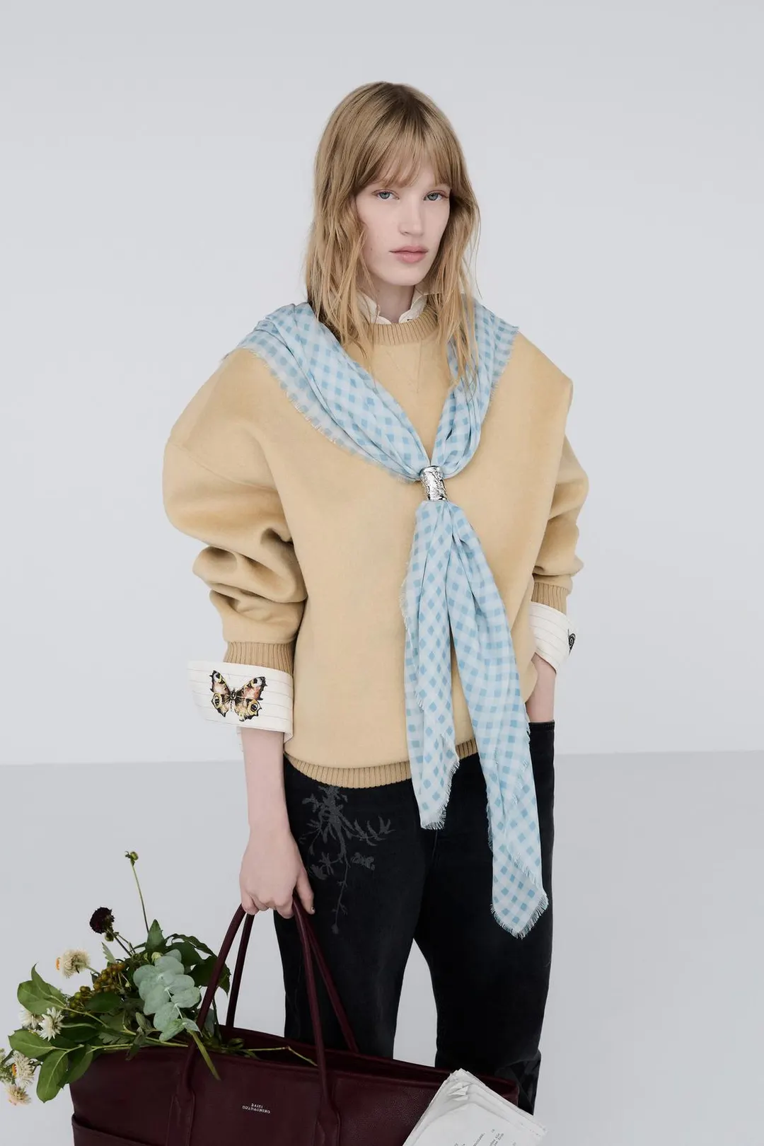 Свитшот из смесовой шерсти с круглым вырезом, Zara