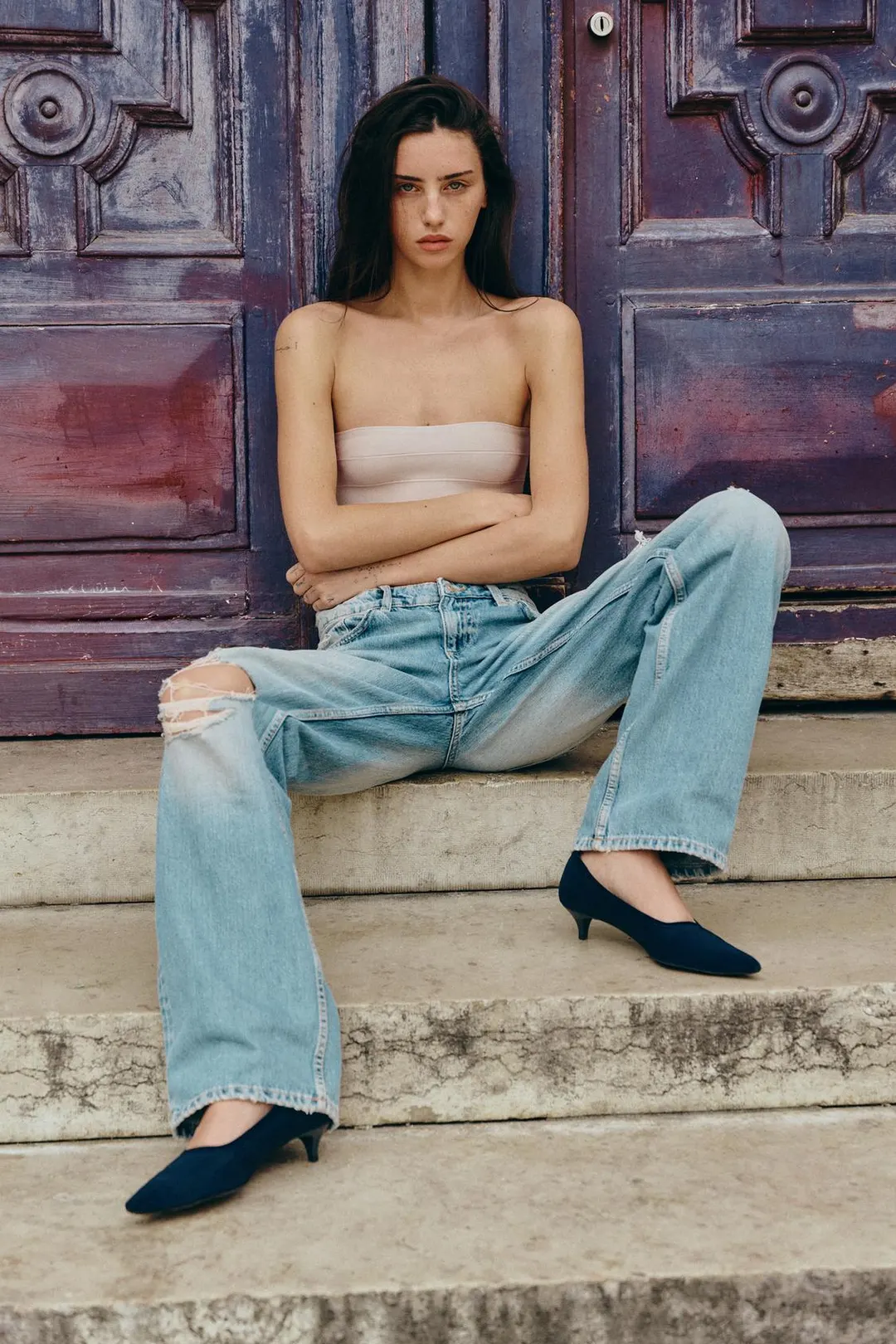 Туфли сетчатые на каблуке kitten heel, Zara