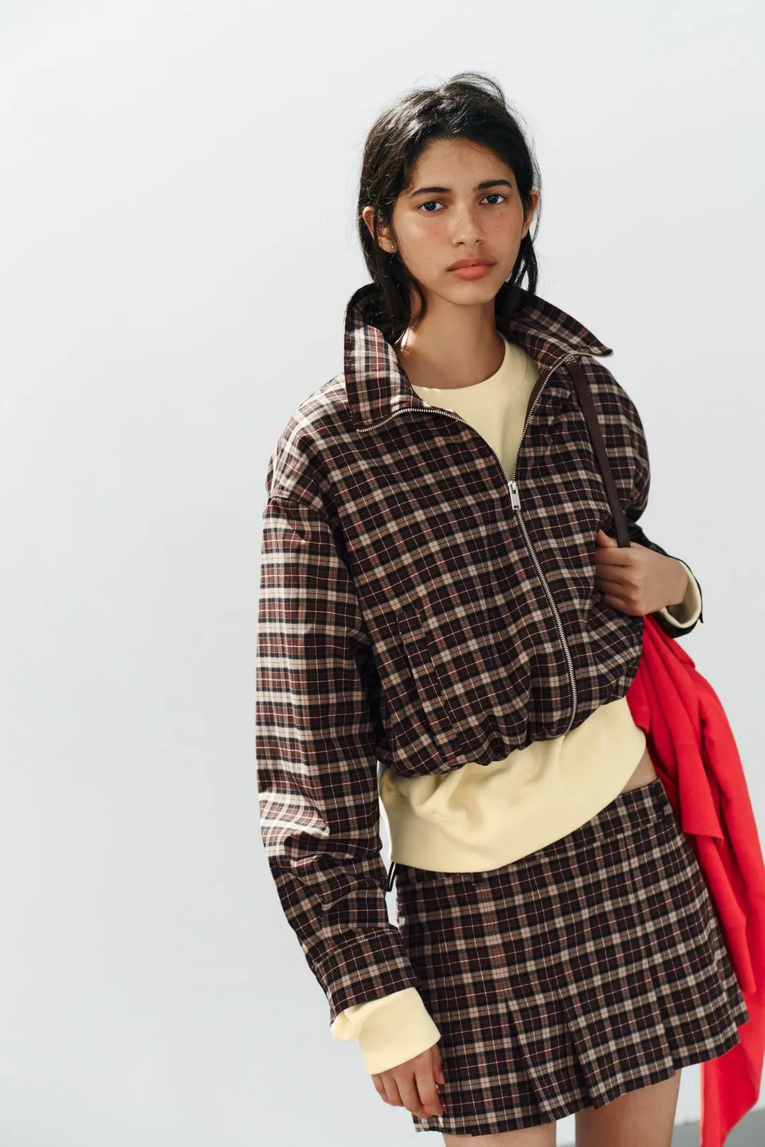Куртка в клетку на молнии, Zara