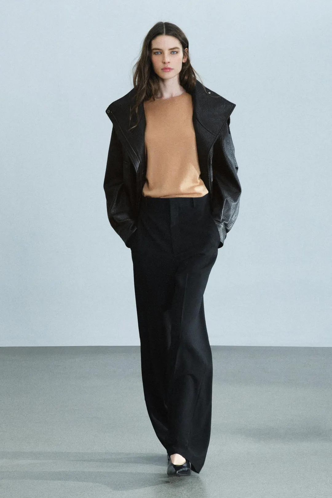 Брюки широкие с высокой посадкой ZW Collection, Zara