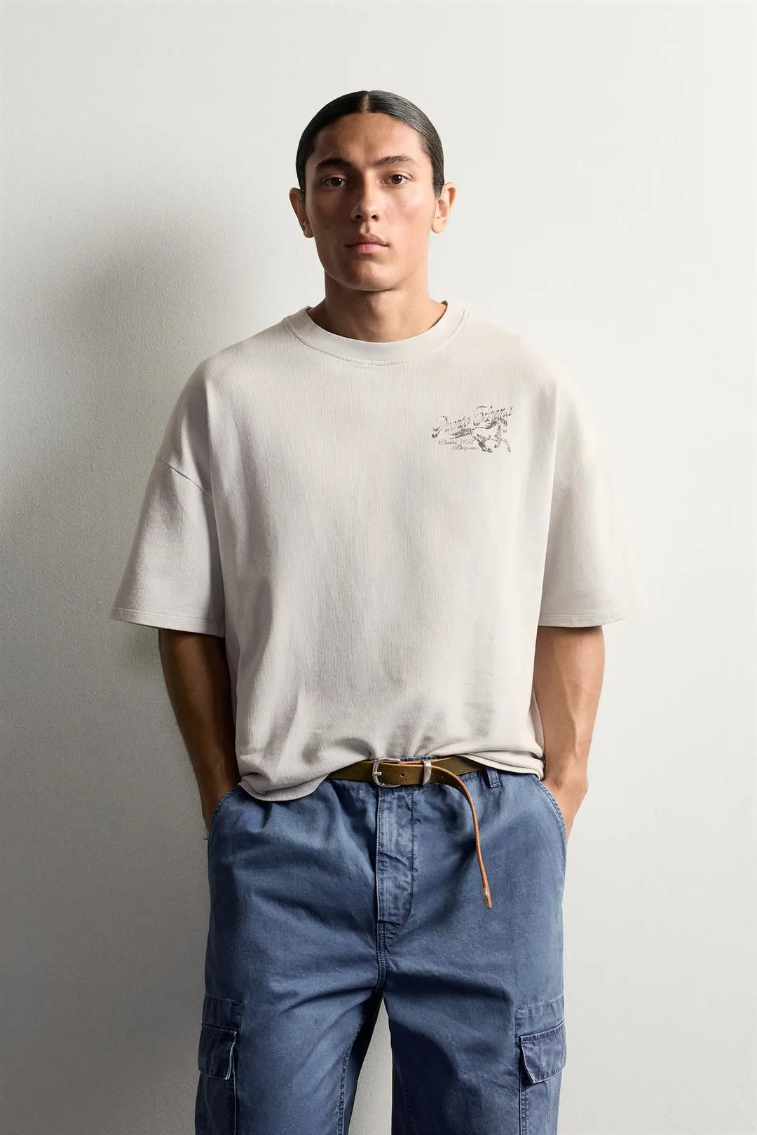 Толстовка укороченная с комбинированными принтами, Zara