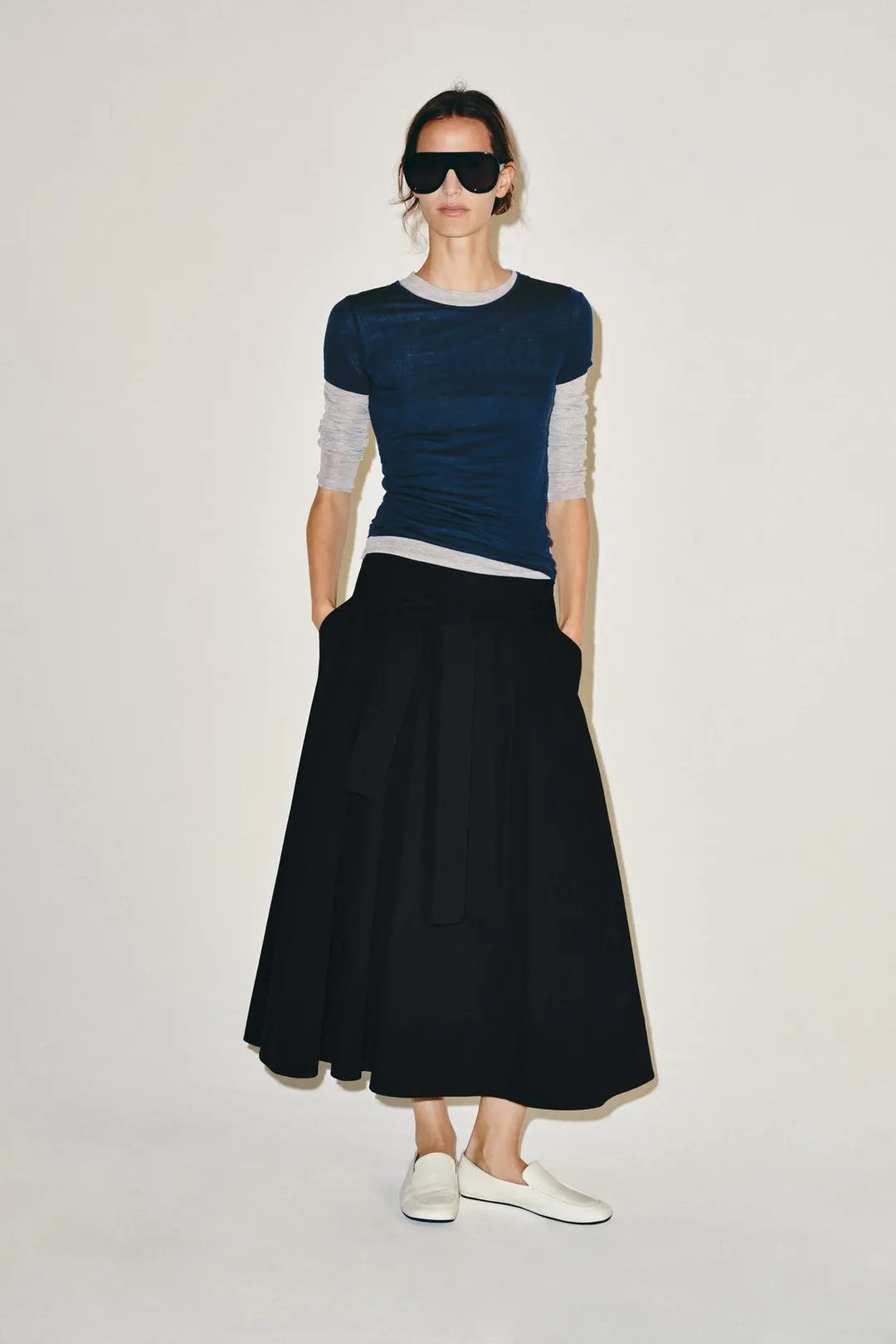 Юбка миди ZW Collection с поясом, Zara