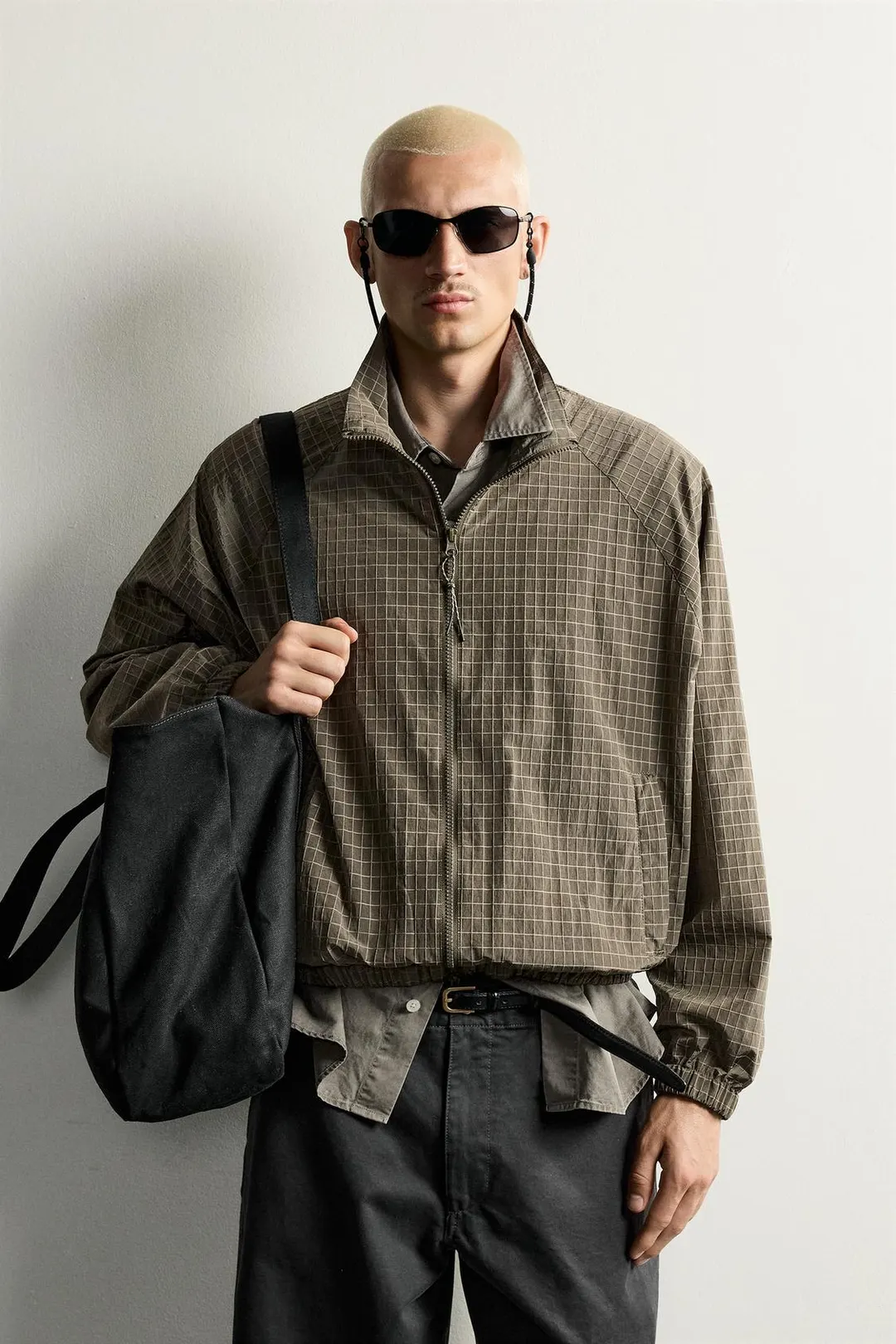 Куртка из технического жаккарда в клетку, Zara