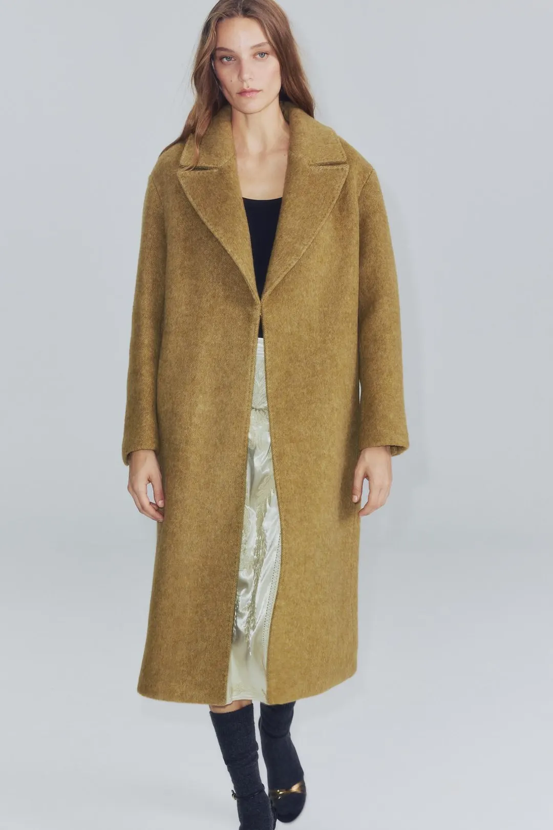 Пальто длинное из смесовой шерсти ZW Collection, Zara
