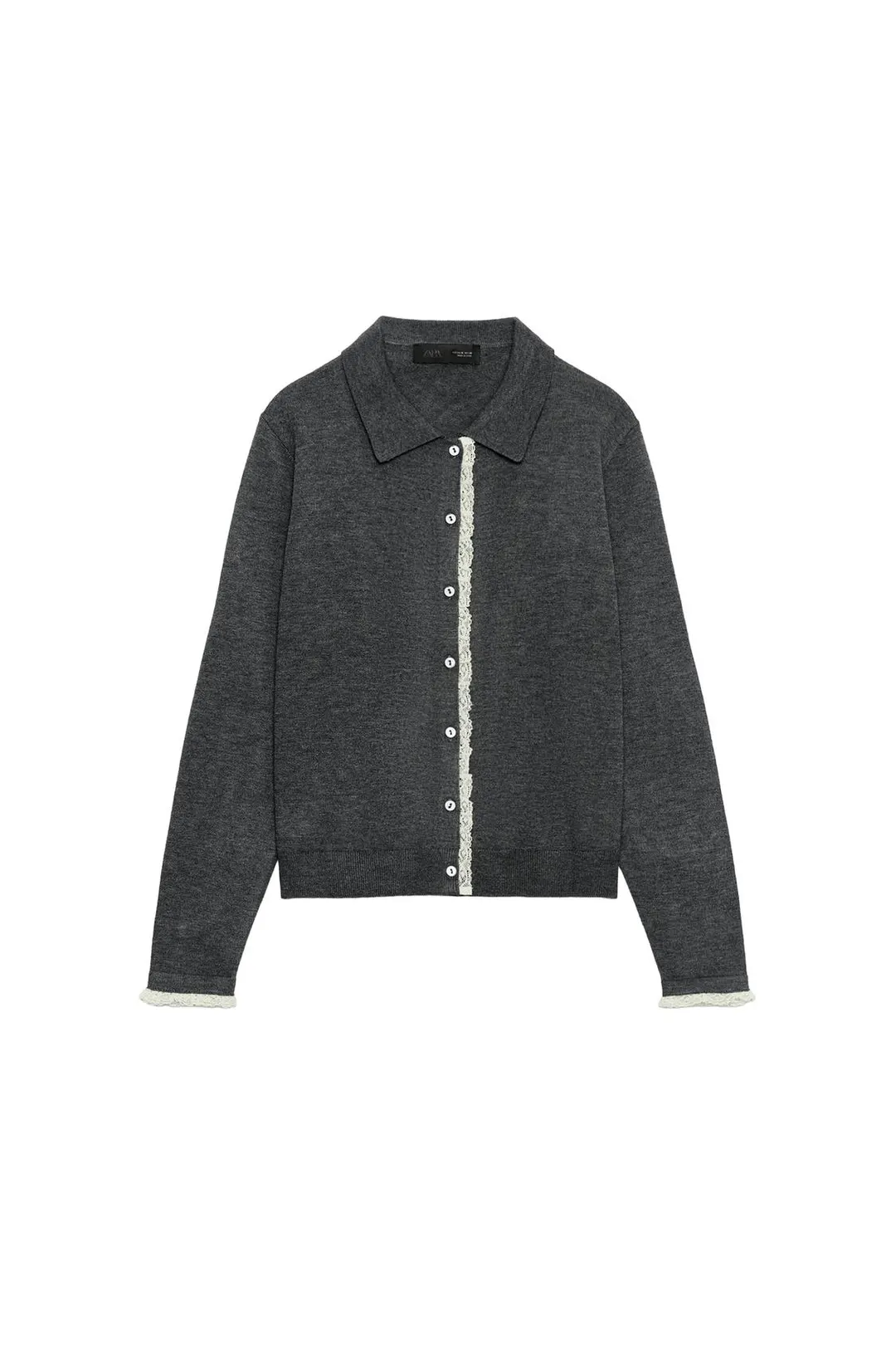 Комбинированный вязаный кардиган с кружевом, Zara