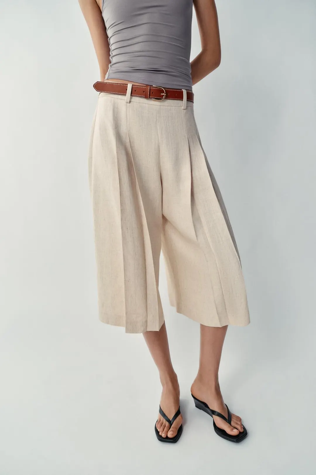 Удлиненные бермуды с ремнем, Zara