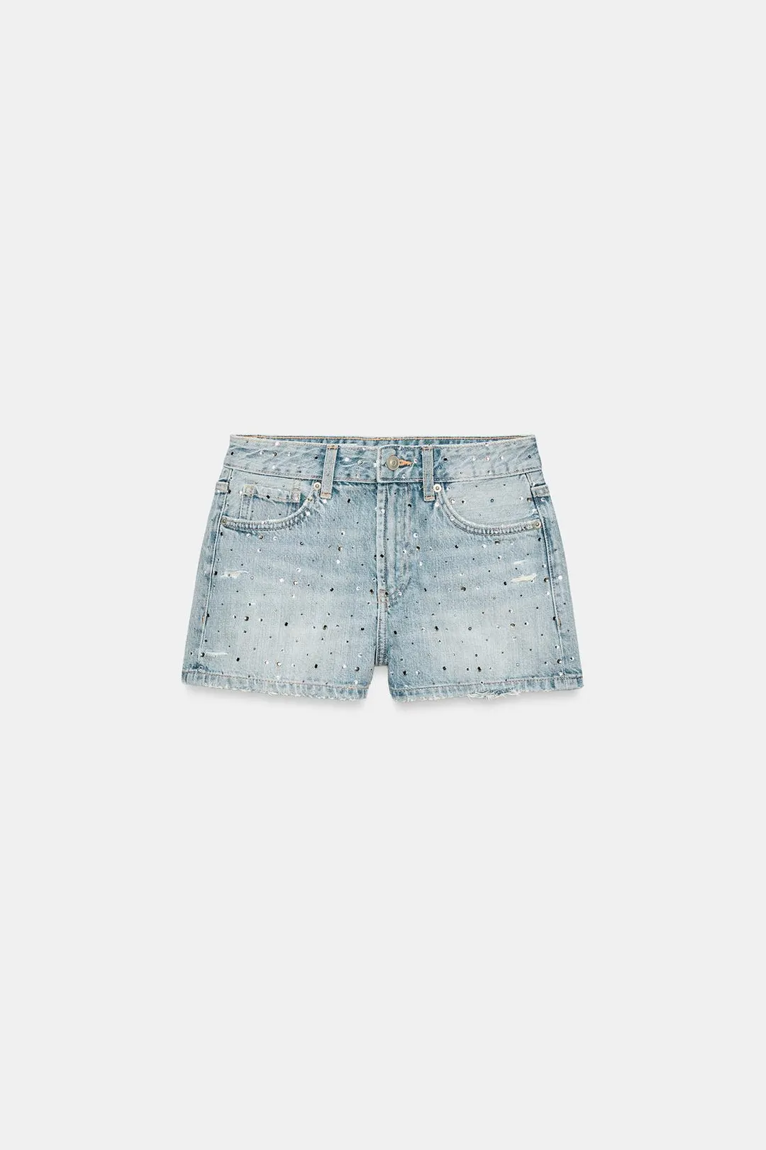 Джинсовые шорты TRF с мерцанием и средней посадкой, Zara