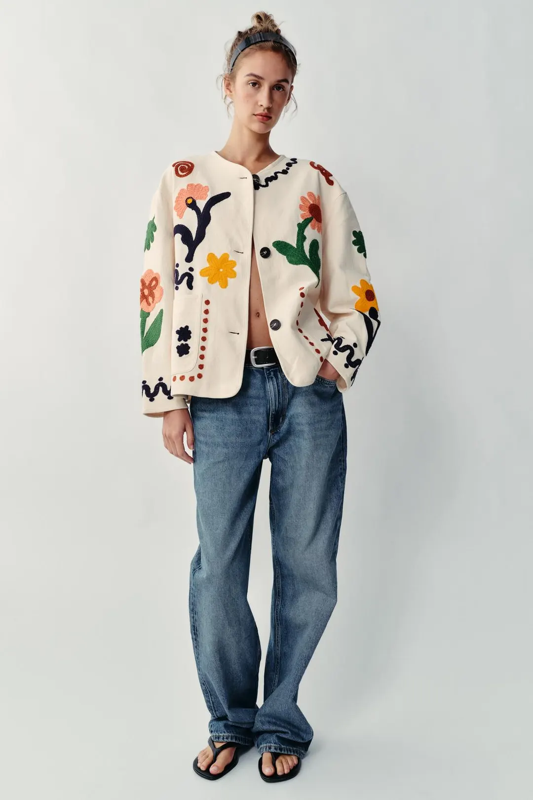 Куртка с цветочной вышивкой, Zara