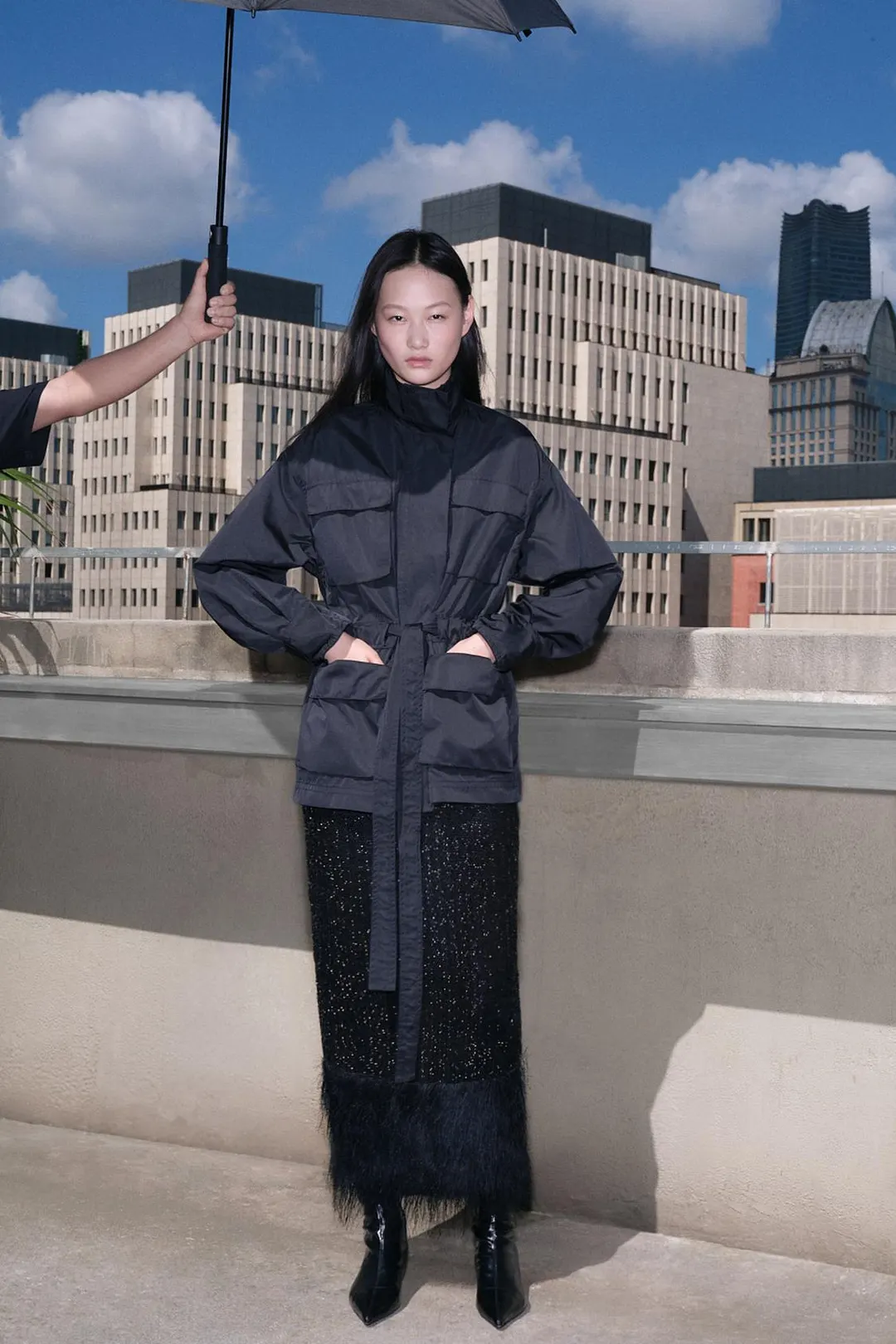 Прямая юбка с бисером ZW Collection, Zara