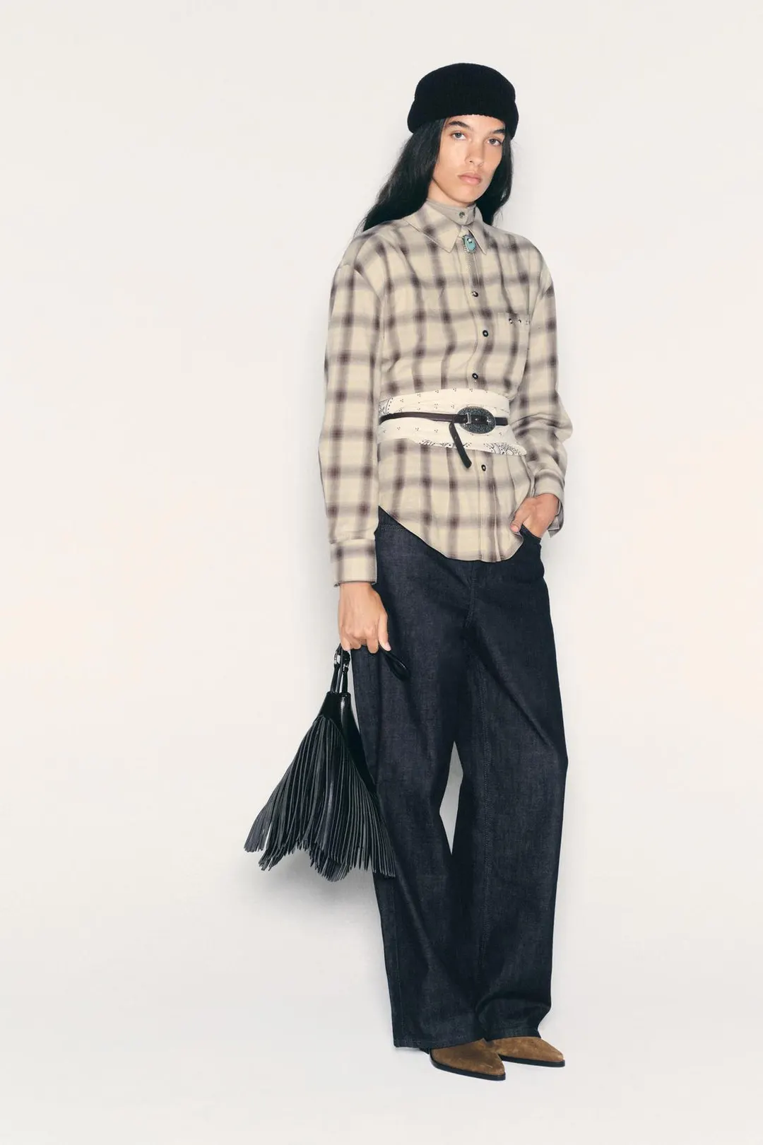 Рубашка в клетку с заклепками, Zara