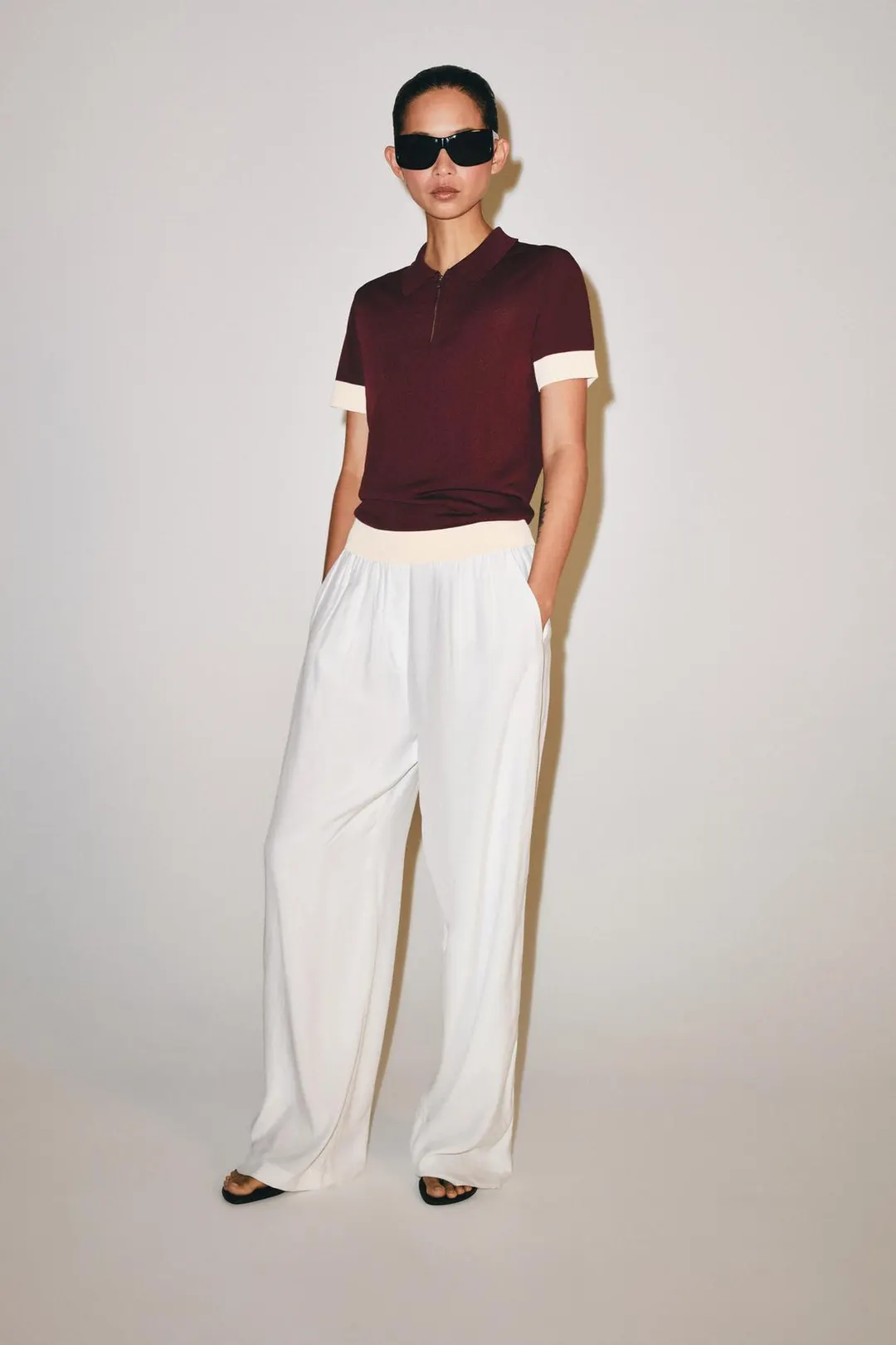 Вязаное поло на молнии, Zara
