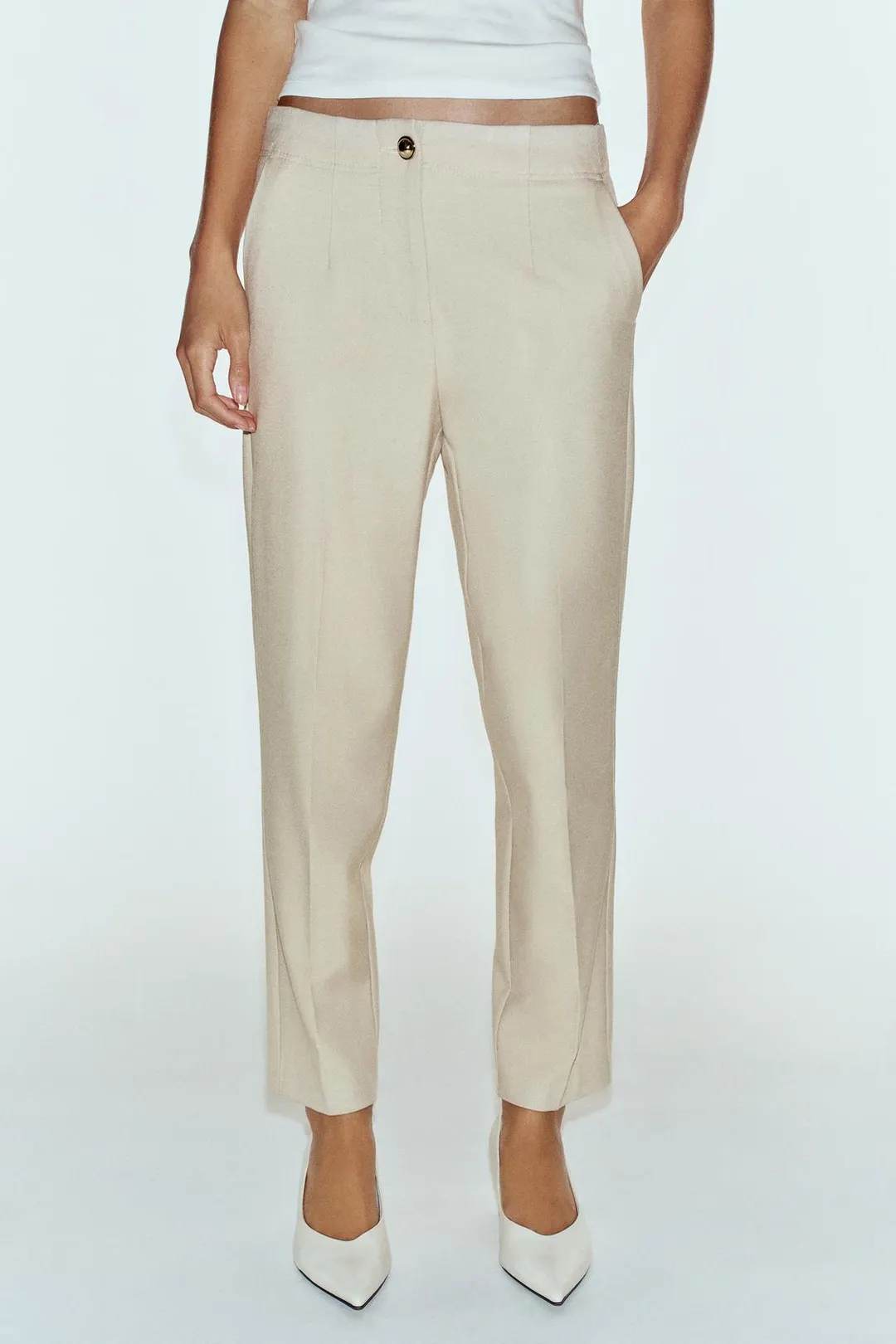 Укороченные брюки с высокой посадкой, Zara