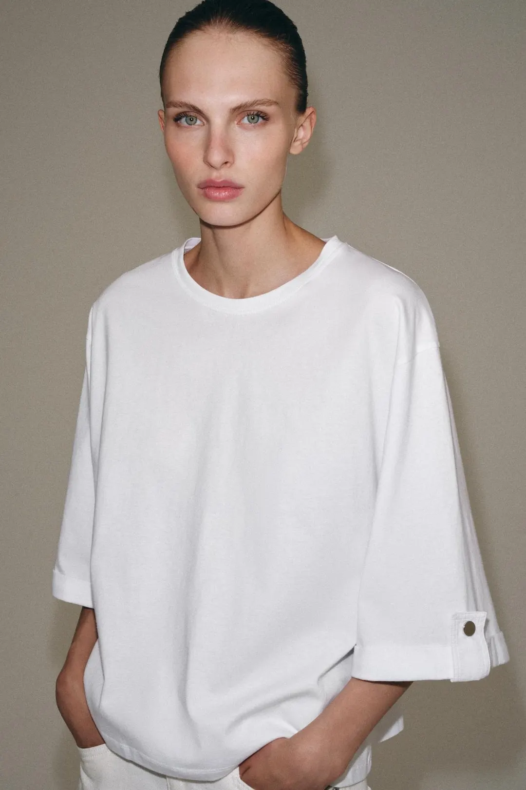 Хлопковая футболка на пуговицах, Zara