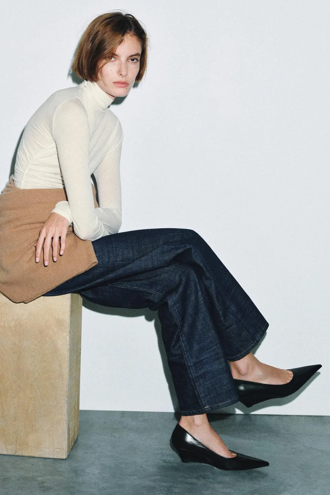 Туфли кожаные на танкетке, Zara