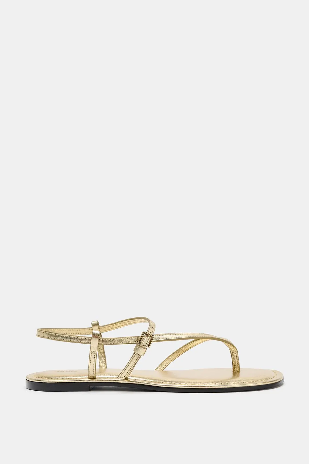 Босоножки из кожи с эффектом металлик, Zara