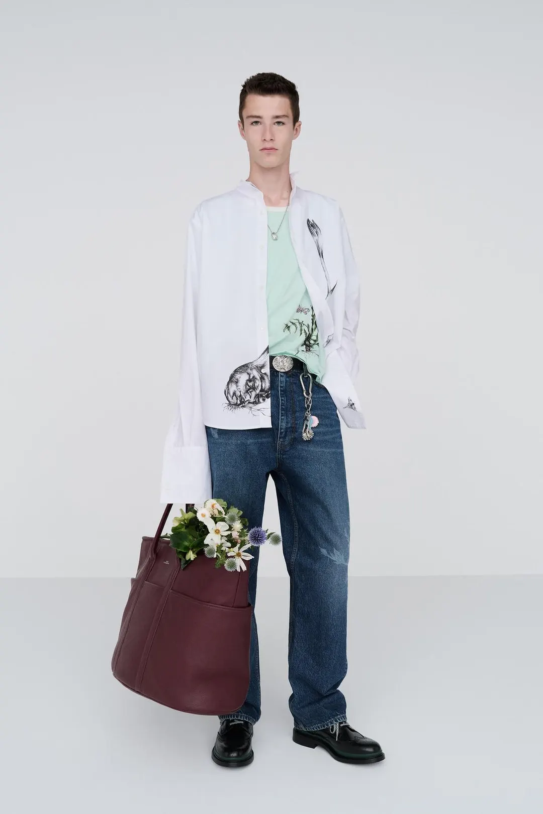 Рубашка в стиле смокинга с контрастным принтом, Zara