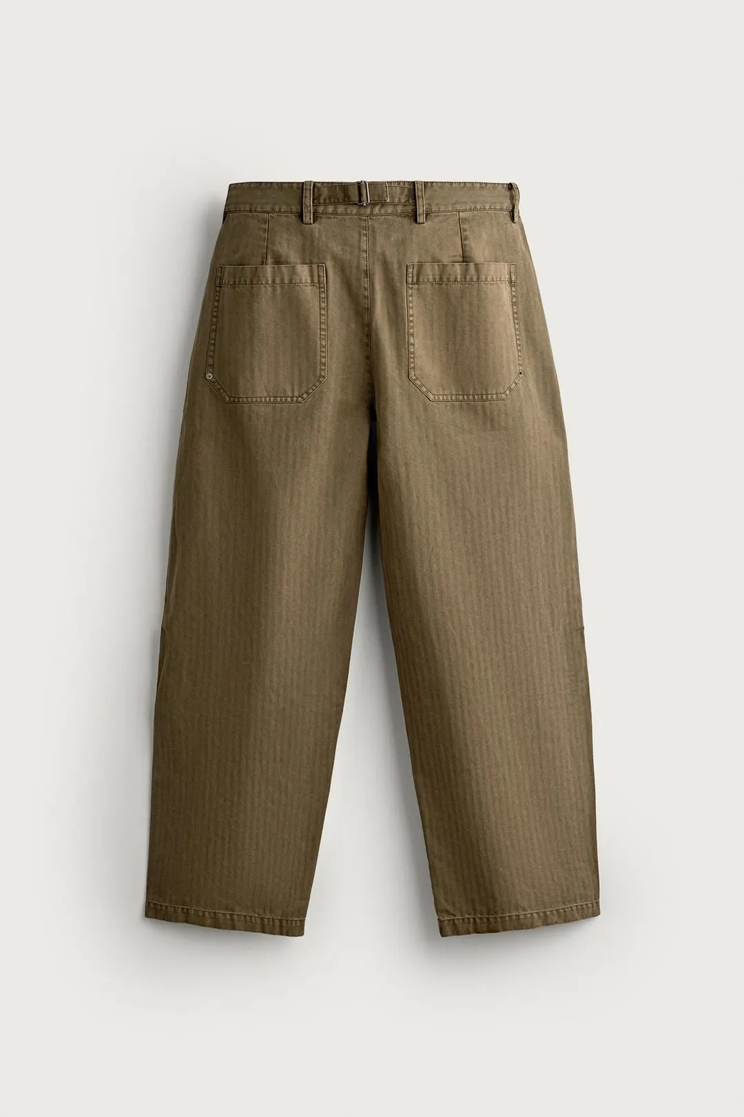 Брюки баллоны из стираной ткани в елочку, Zara