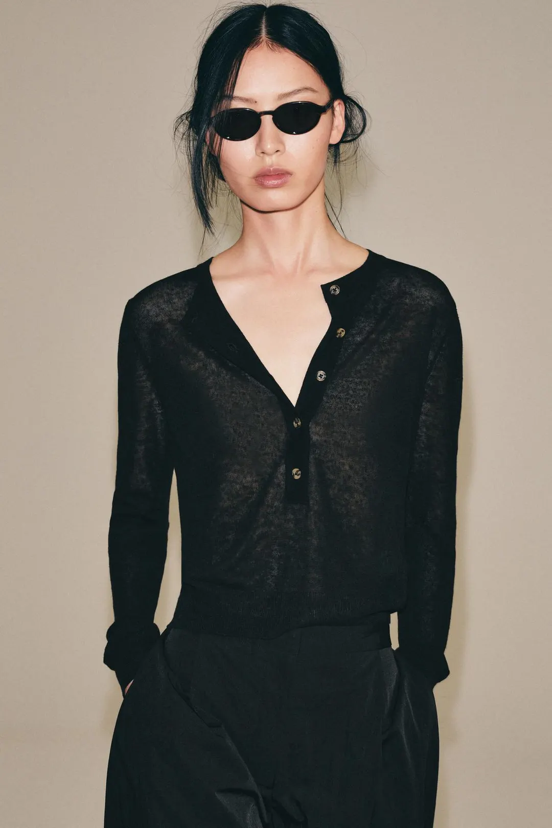 Вязаный свитер хенли, Zara