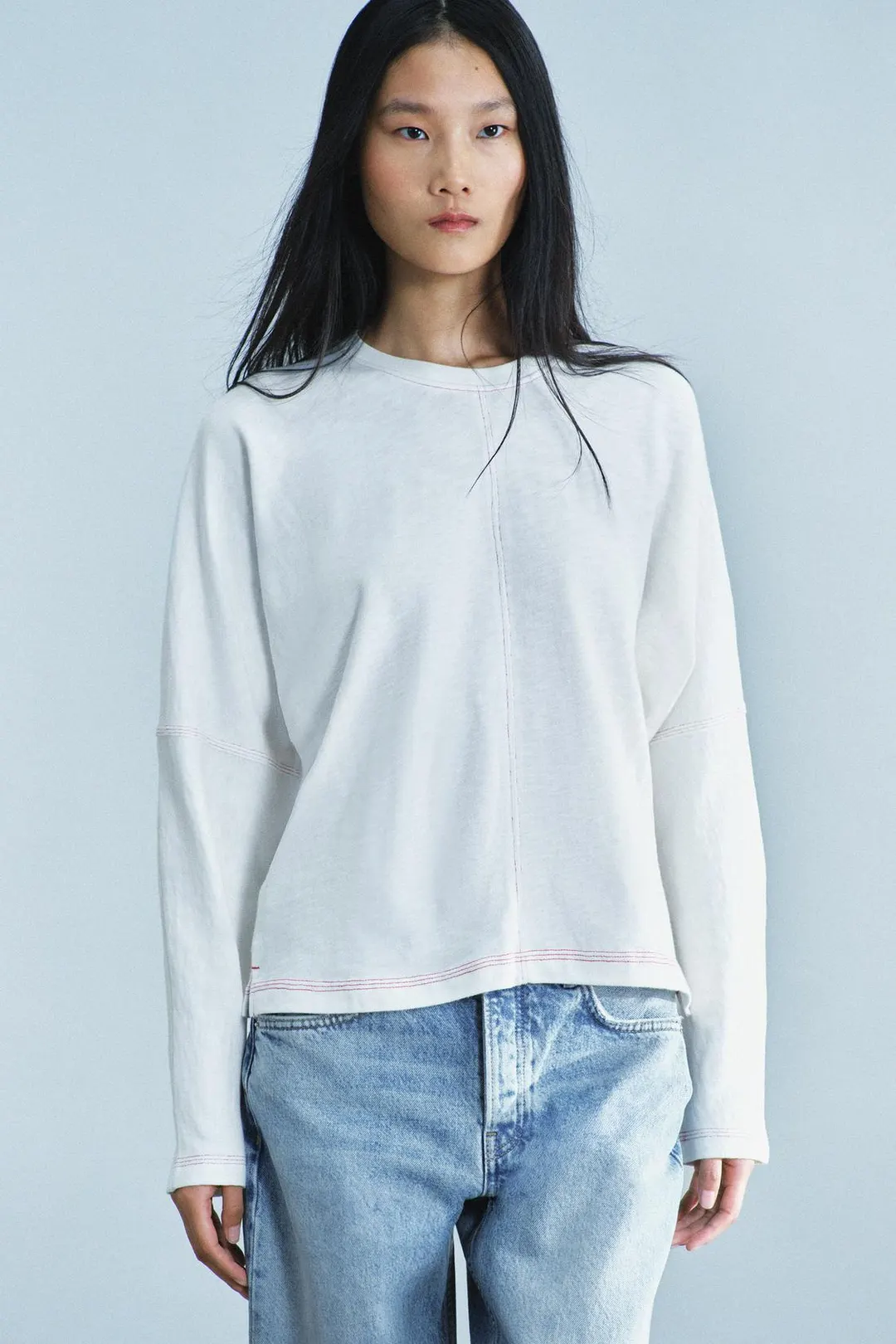Футболка с контрастными швами, Zara