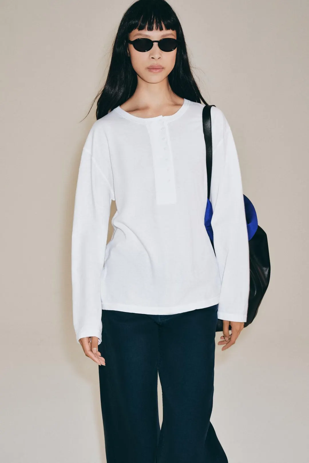 Футболка хенли из смесового льна, Zara