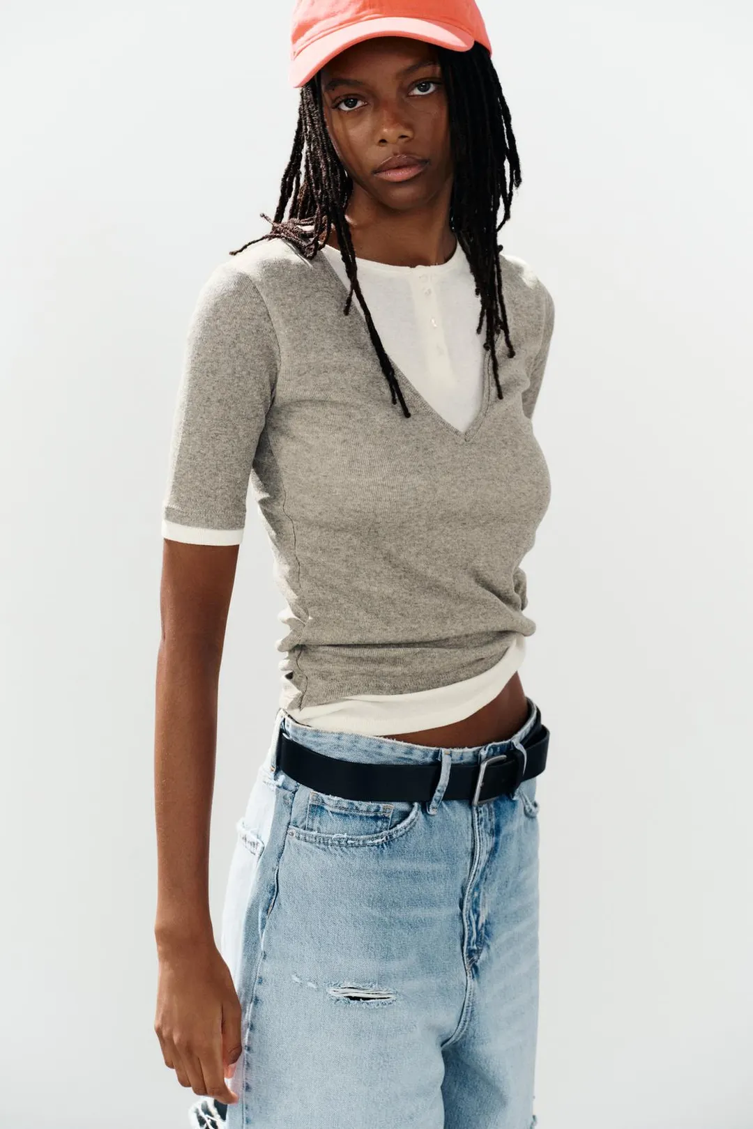 Топ хенли двухслойный, Zara