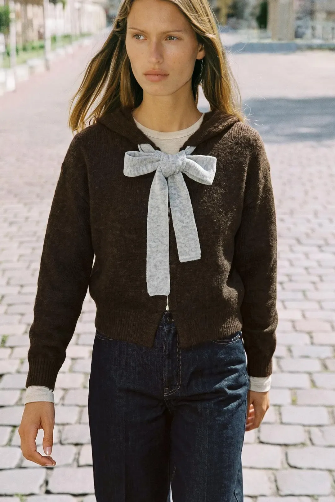 Кардиган с капюшоном и бантом, Zara