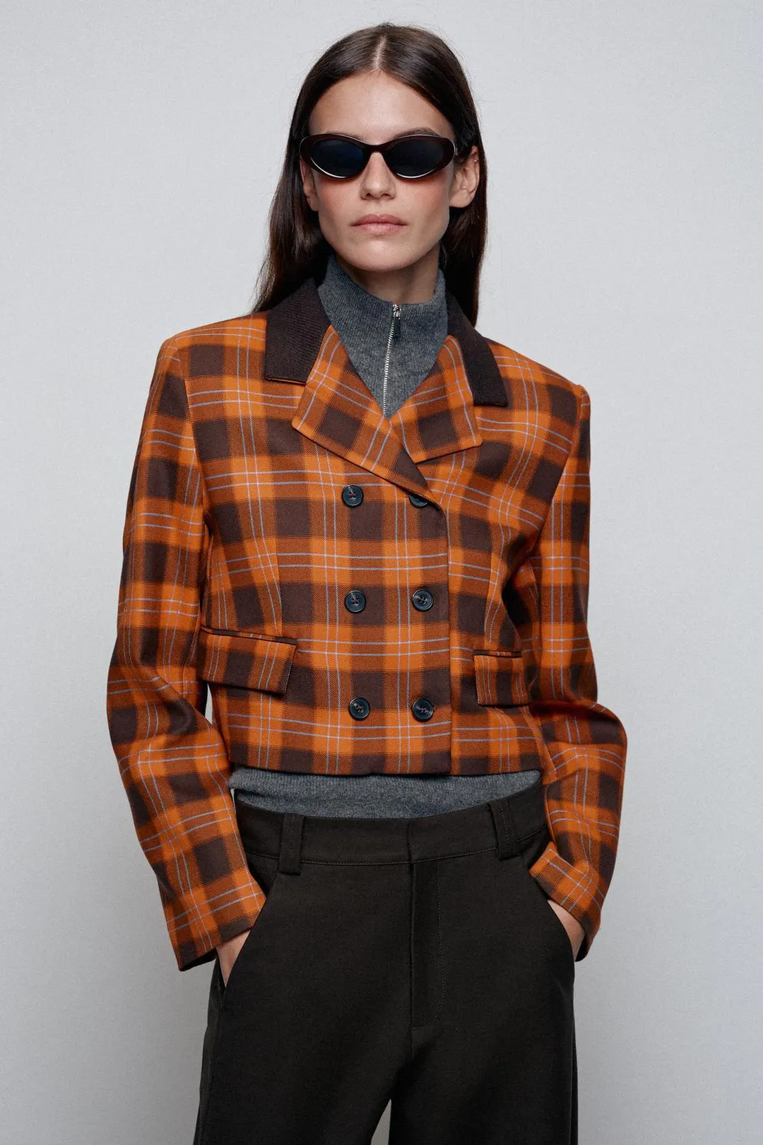 Укороченный жакет в клетку, Zara