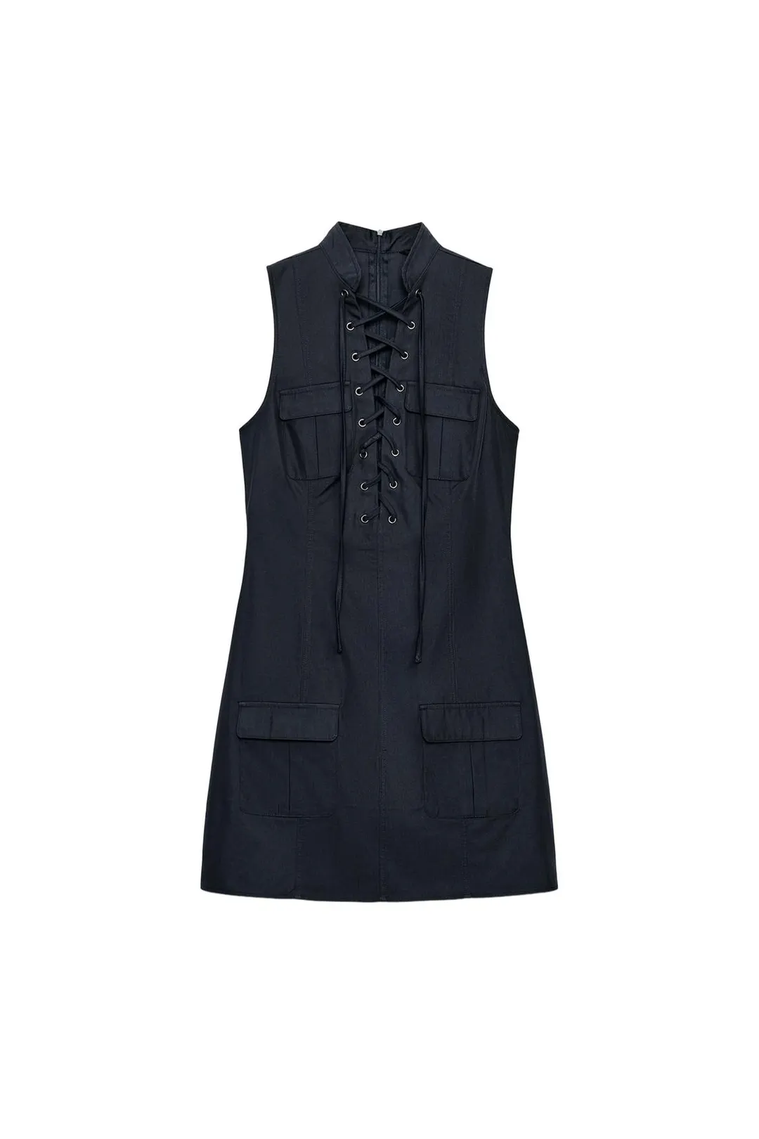 Короткое платье с перекрестными бретелями и карманами, Zara