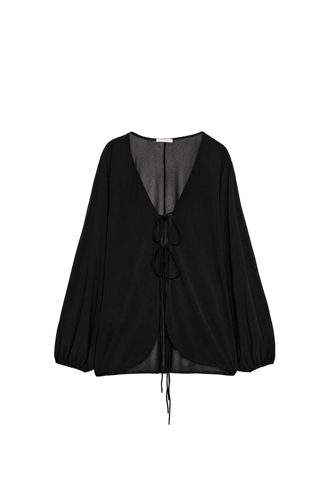 Креповый топ с пышными рукавами, Zara