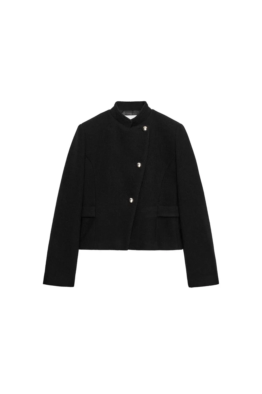 Двубортный пиджак из смесовой шерсти с подплечниками, Zara