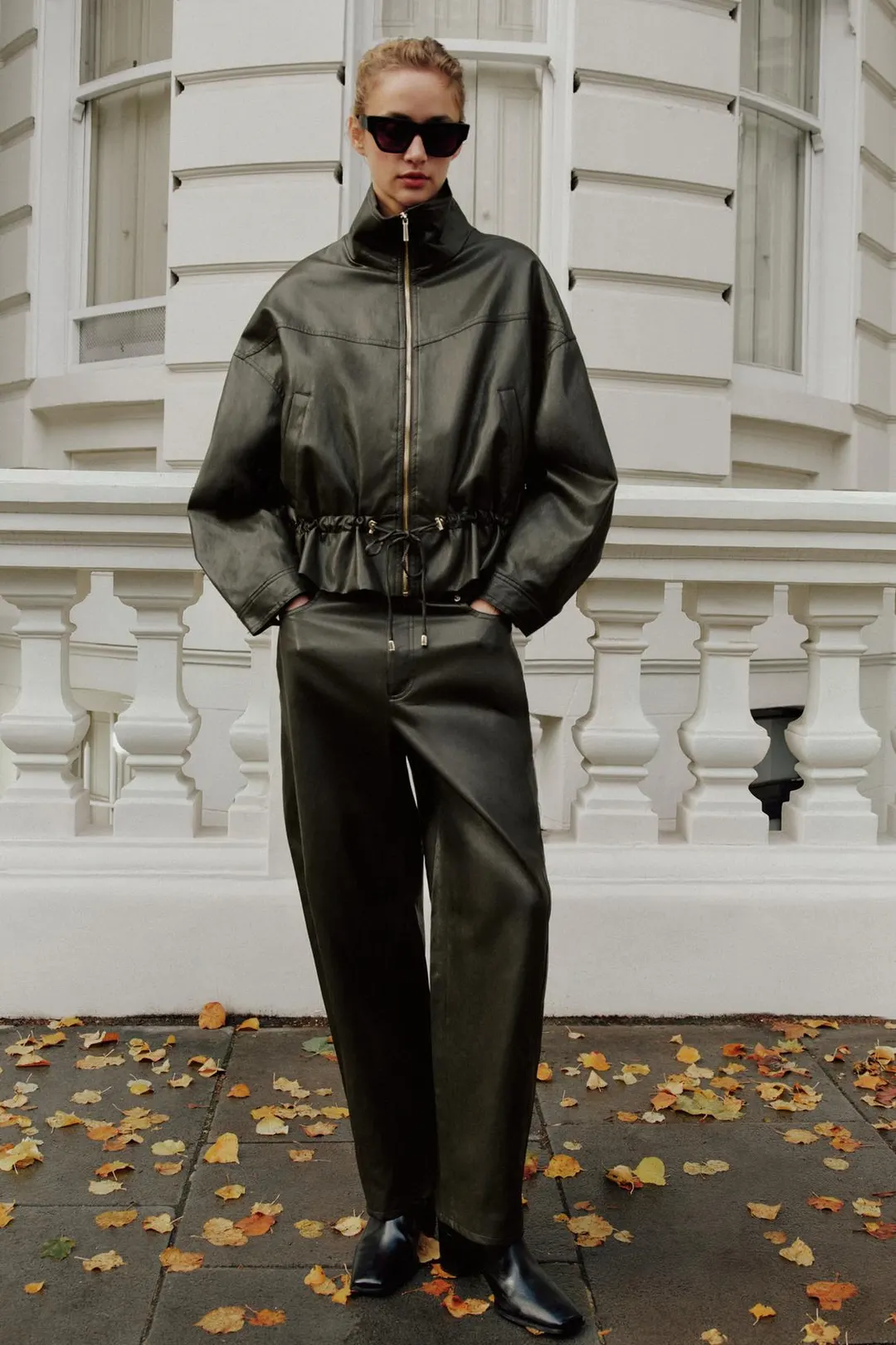 Куртка под кожу с кулиской, Zara