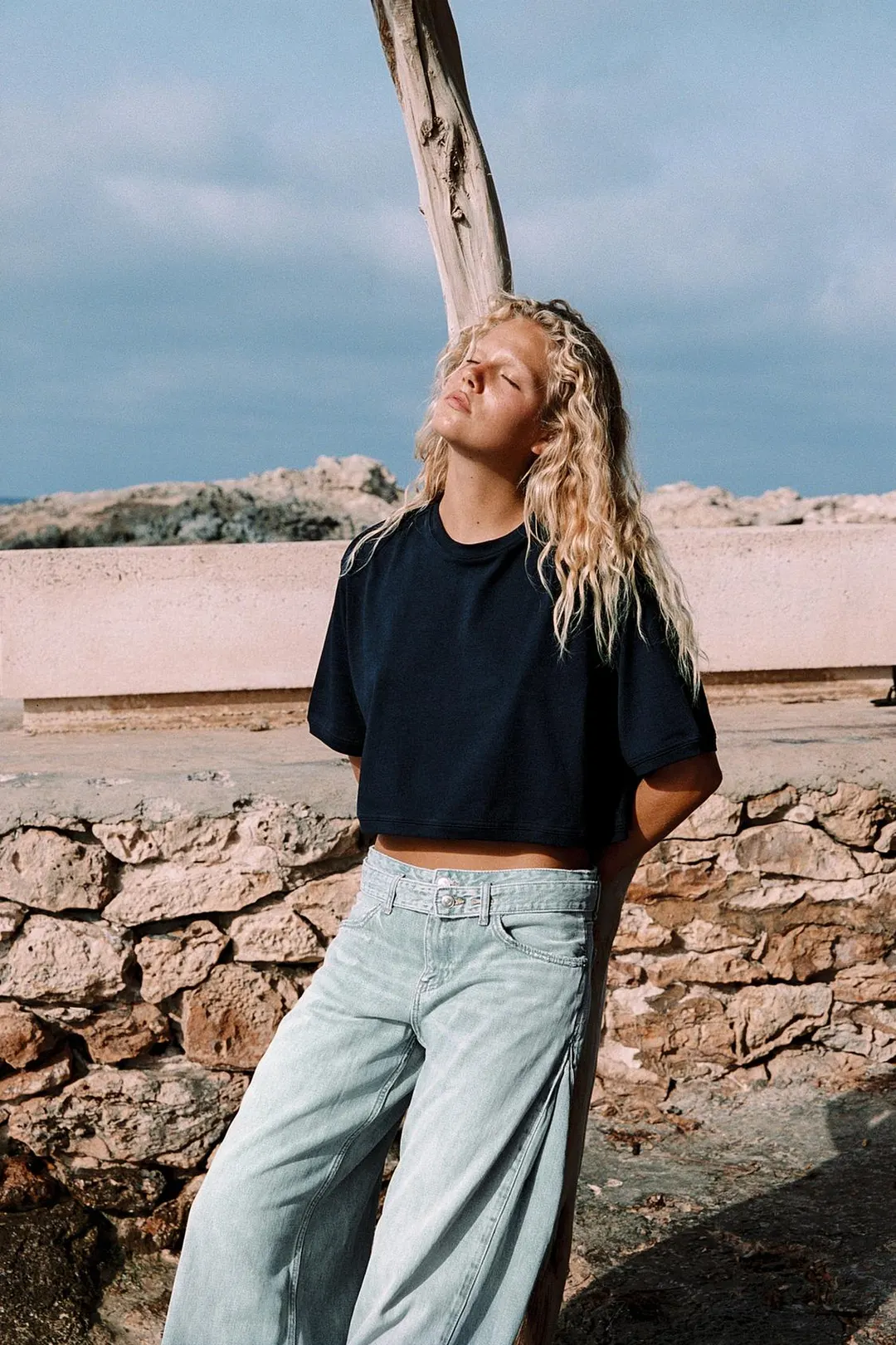 Укороченная футболка оверсайз, Zara