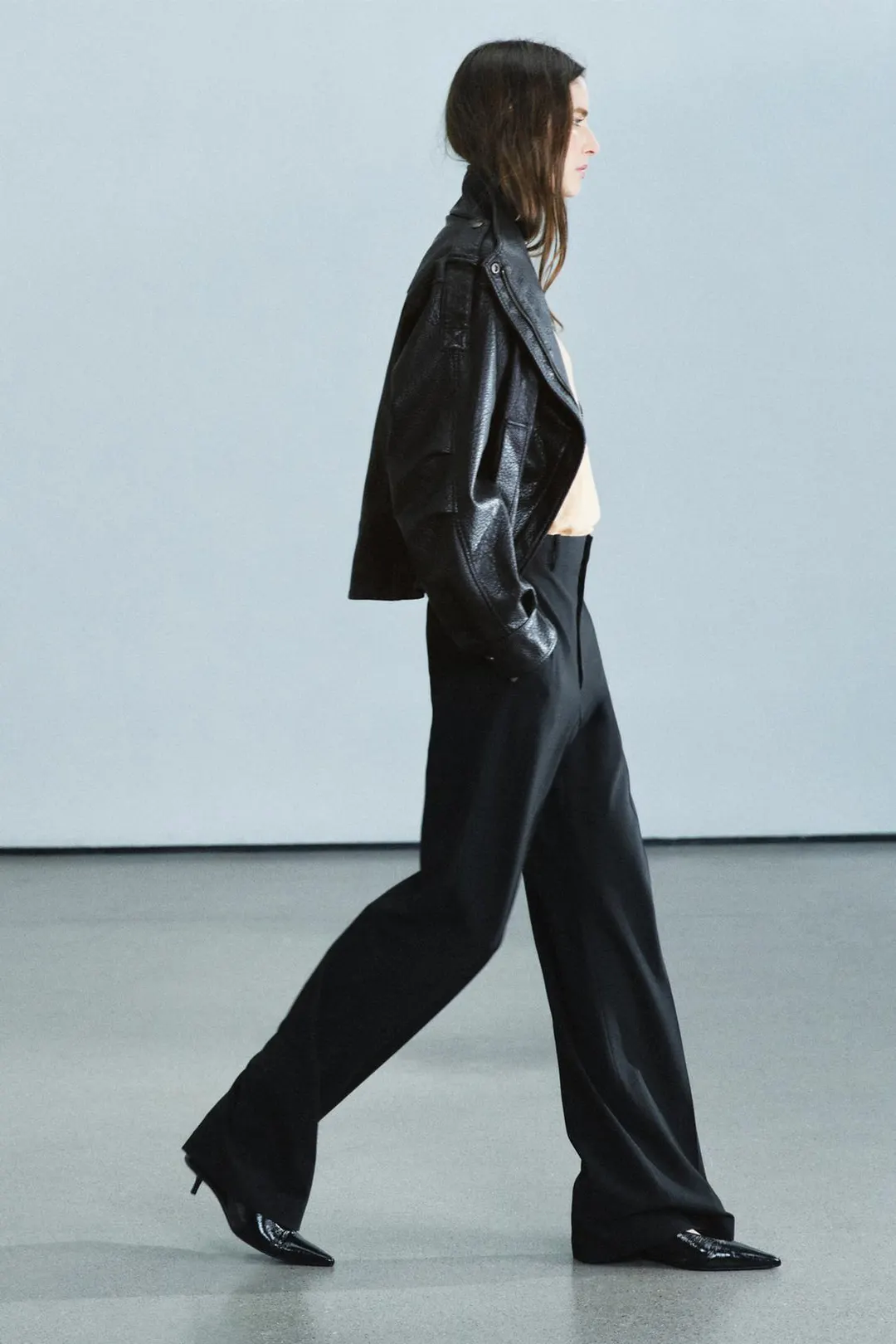 Брюки широкие с высокой посадкой ZW Collection, Zara