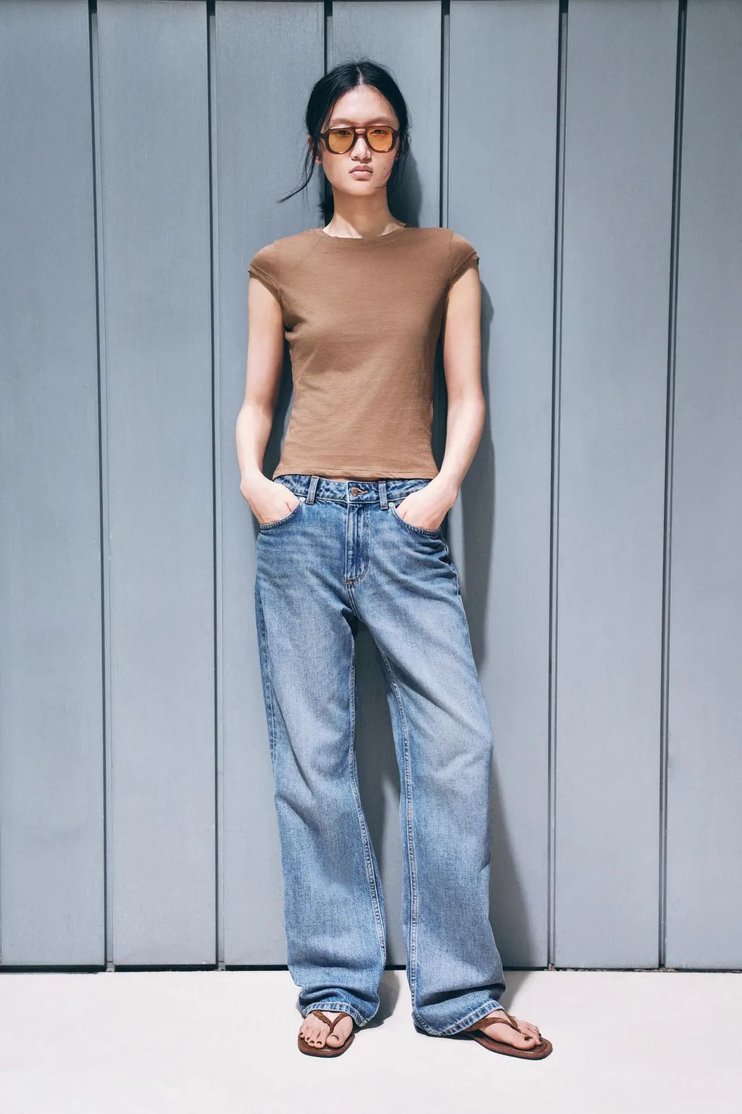 Джинсы Z1975 стандартного кроя удлиненные с высокой посадкой, Zara