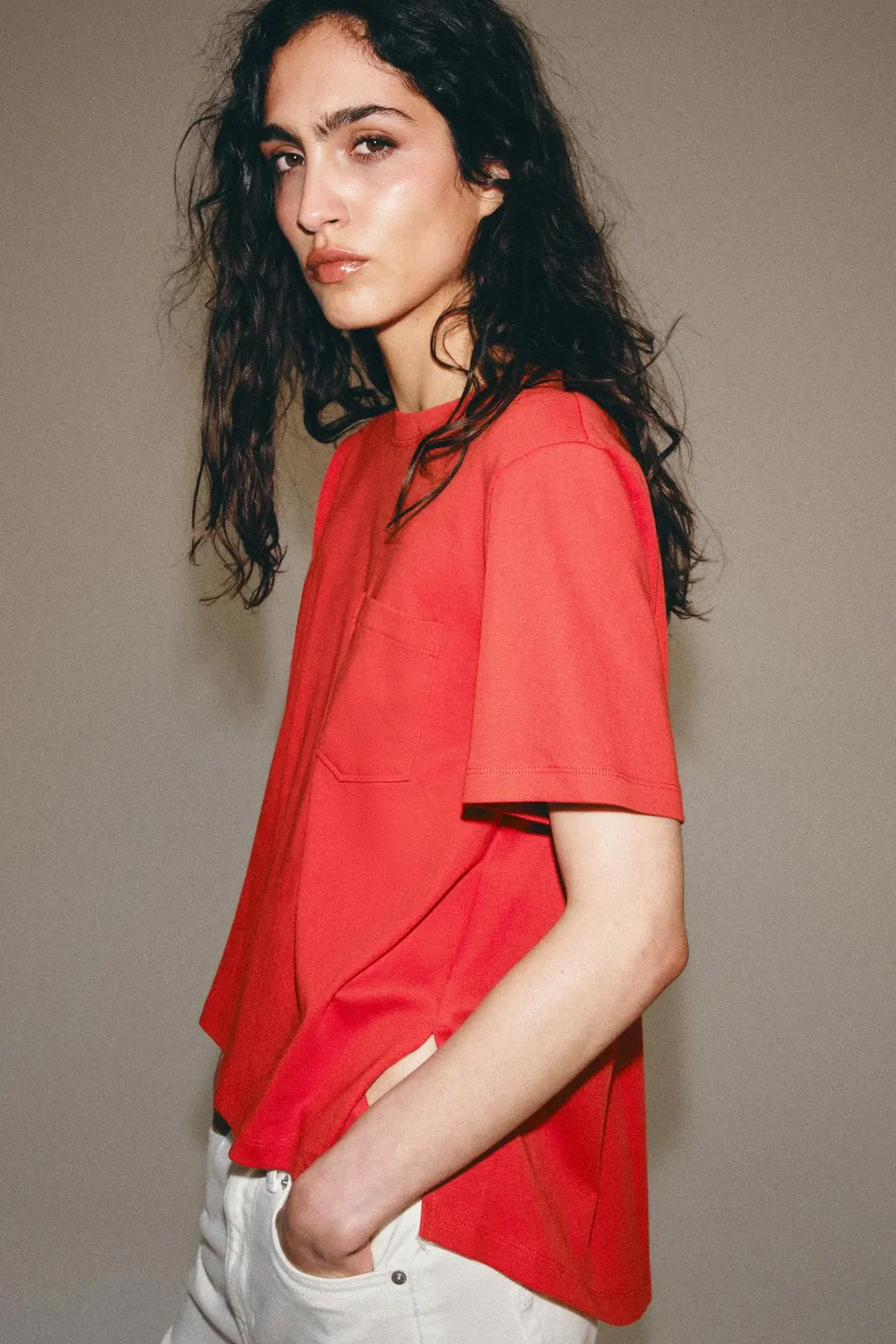Футболка из интерлока с карманом, Zara