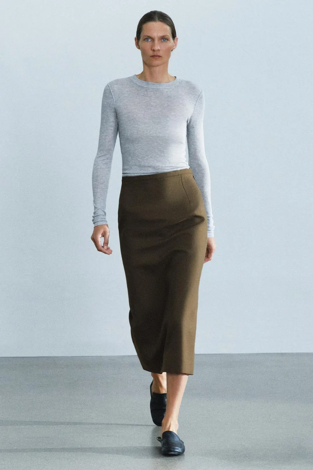 Юбка прямого кроя из 100% шерсти ZW Collection, Zara