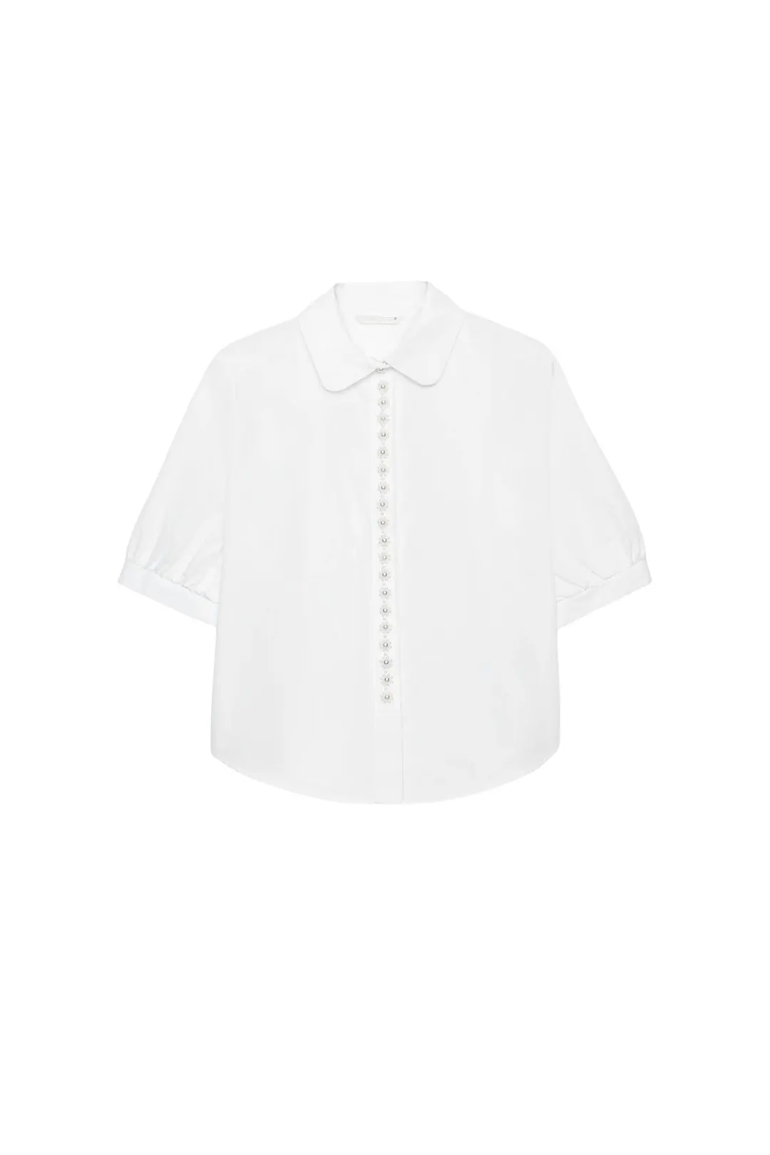Рубашка из поплина с искусственным жемчугом, Zara