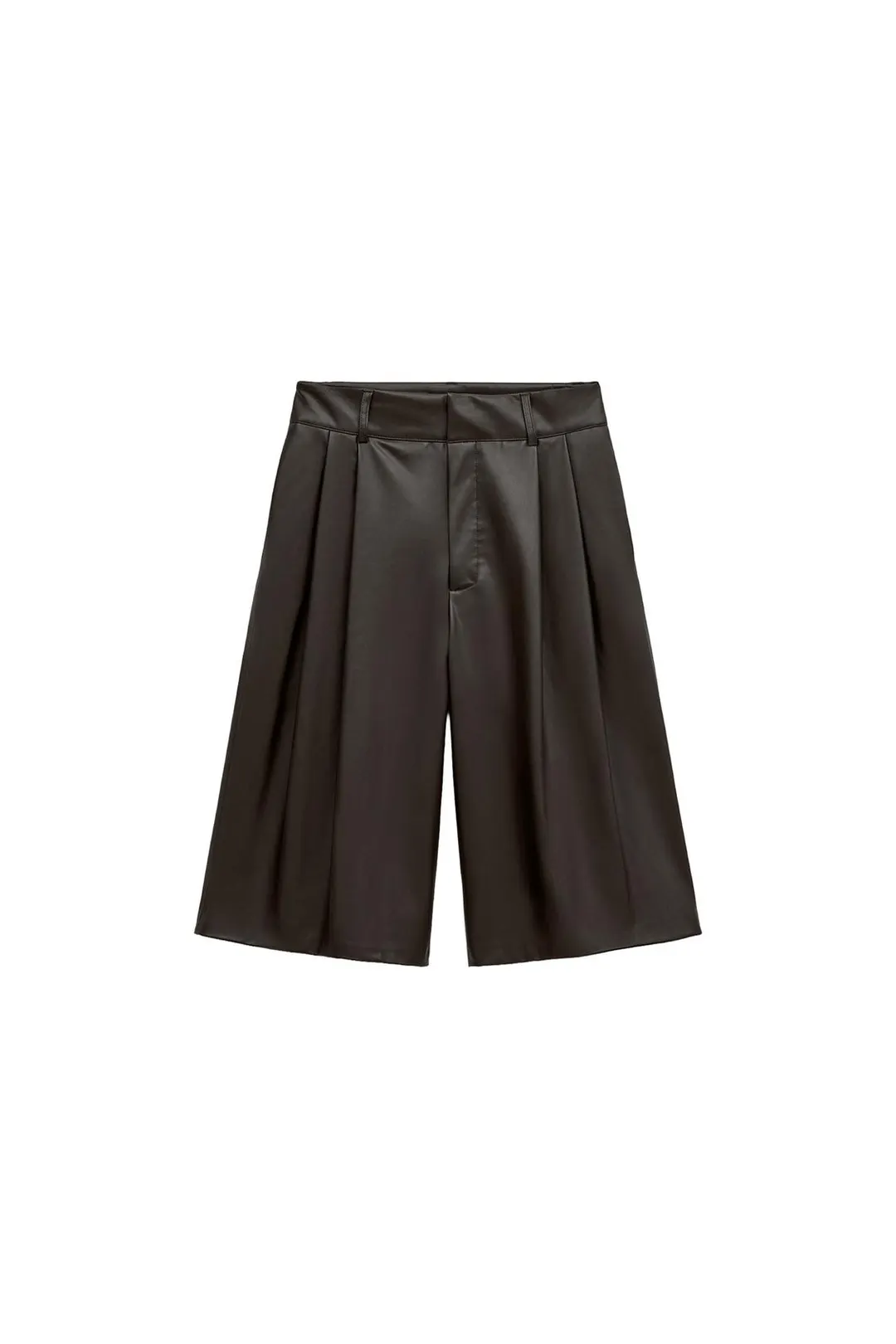 Бермуды удлиненные плиссированные под кожу, Zara