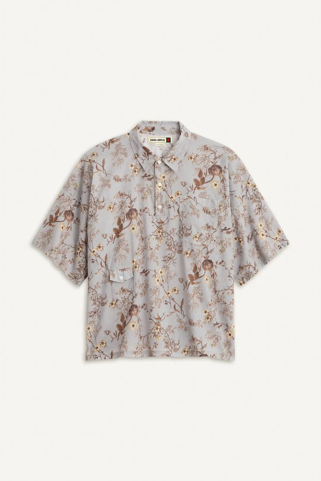 Рубашка хлопковая с цветочным принтом, Zara