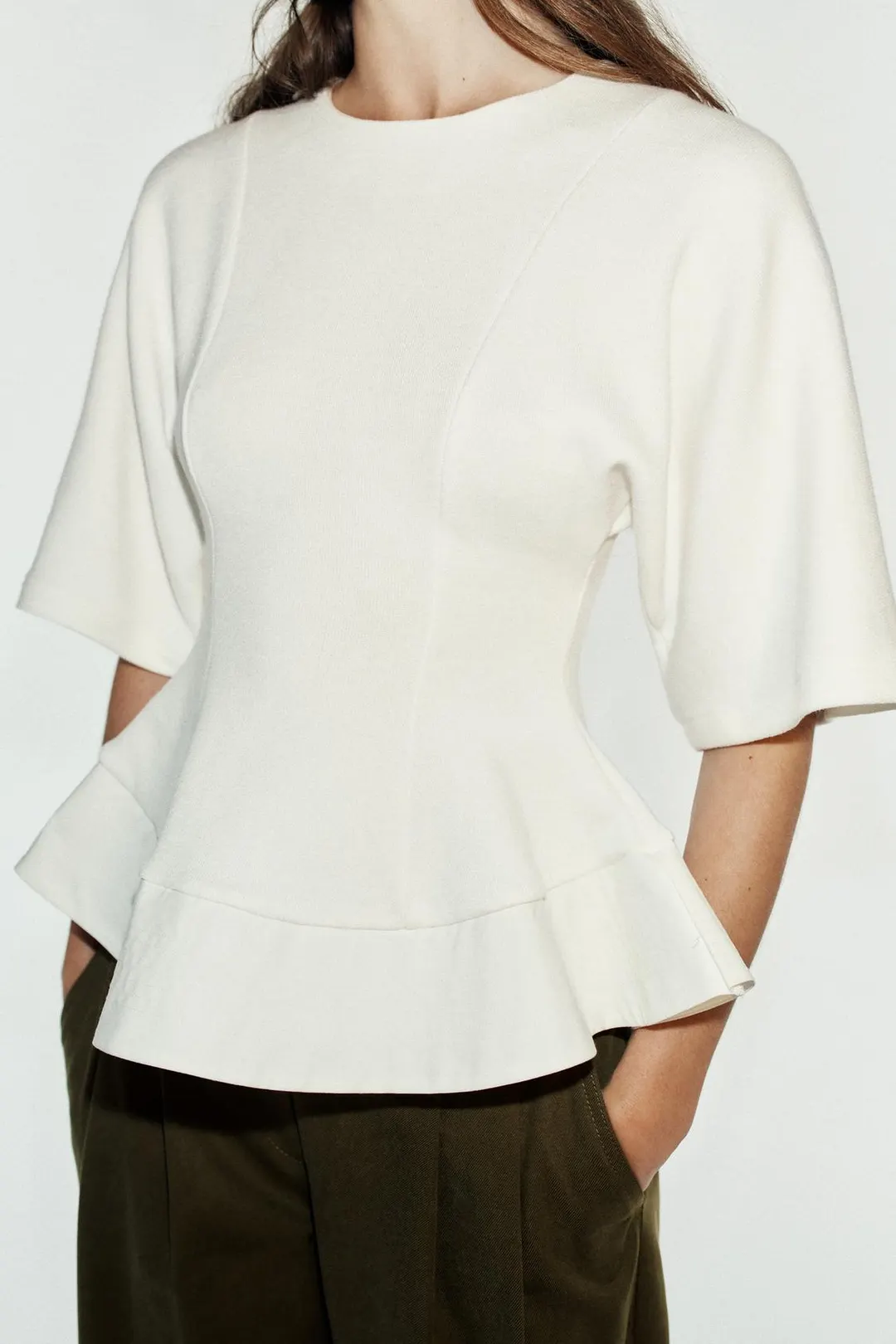 Мягкий топ с баской, Zara