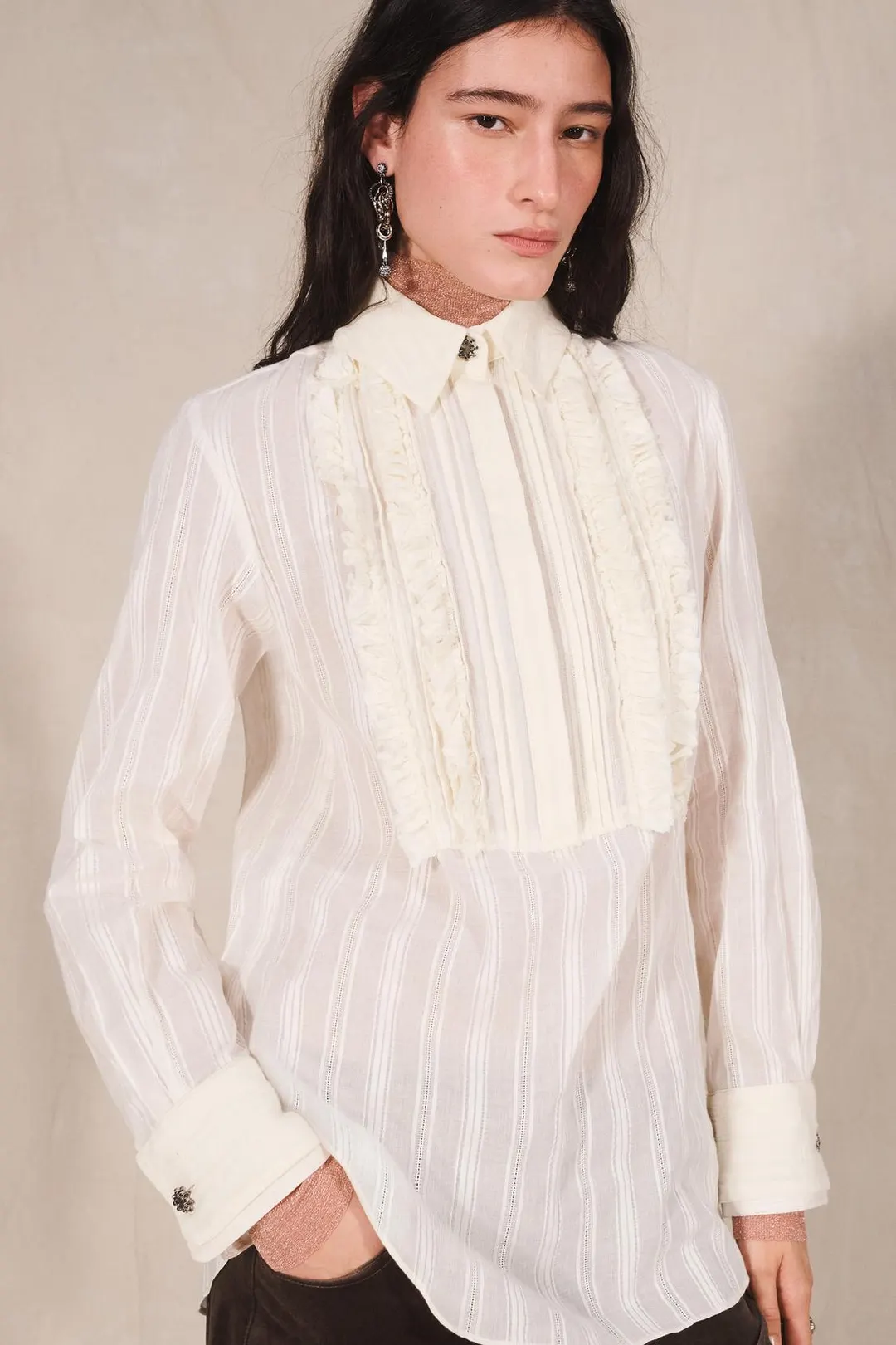 Рубашка Limited Edition с оборками и пуговицами с камнями, Zara