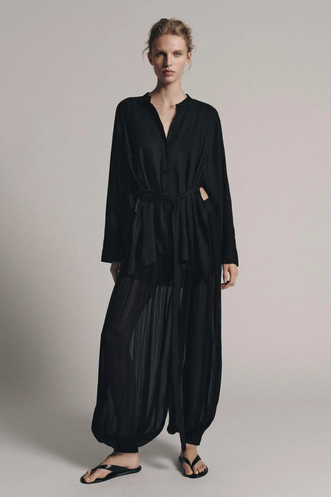 Рубашка с поясом ZW Collection, Zara