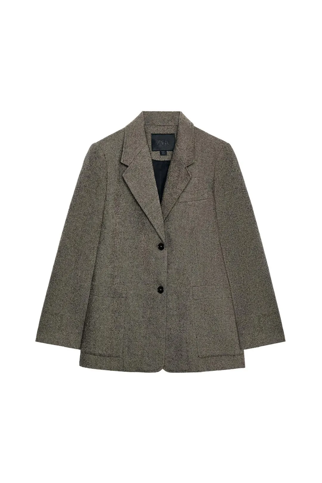 Блейзер ZW Collection прямого кроя из смесовой шерсти, Zara